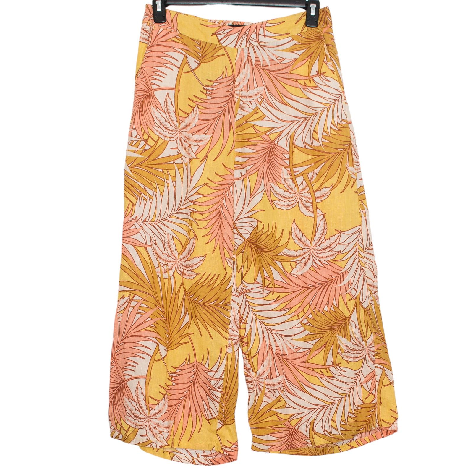 Elie Tahari NEW Tahari Pants Linen Wide Leg Crop Tropical Boho Large Size 30" / US 8 / IT 44 - 1 Thumbnail