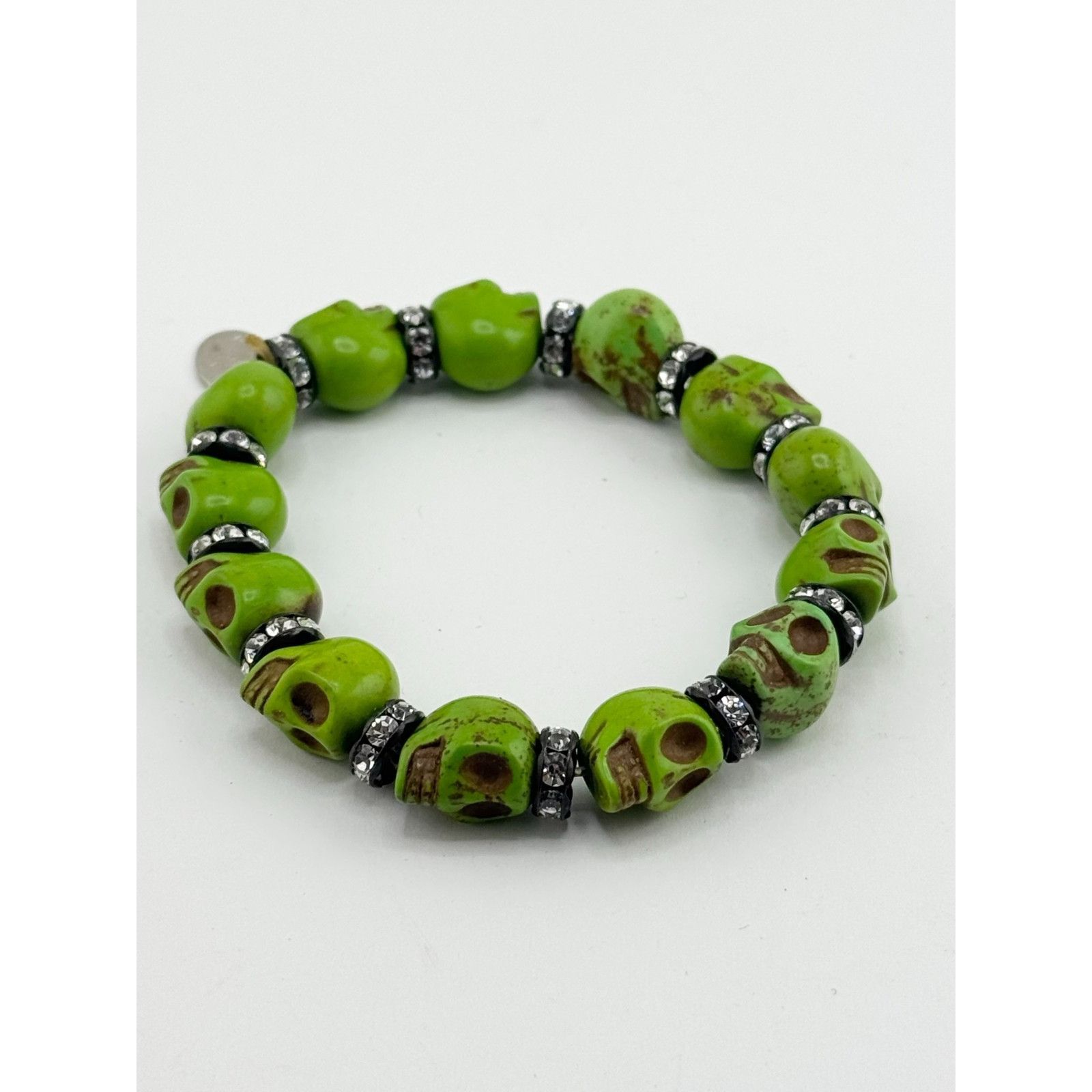 Vintage Vintage Green Howlite stone skull Halloween rhinestone stret Size ONE SIZE - 3 Thumbnail