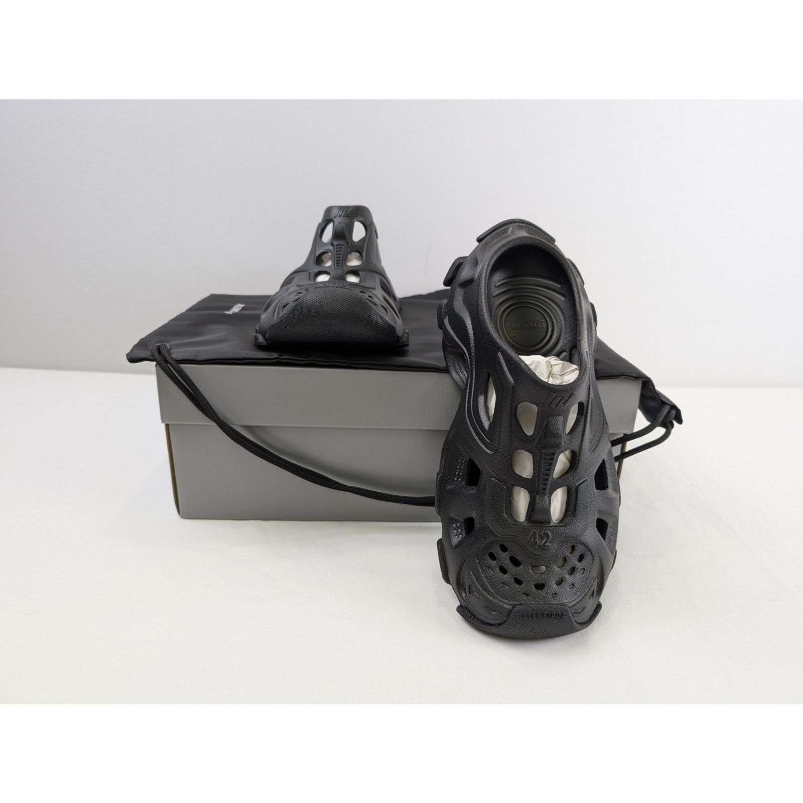 Balenciaga o1rshd1 HD Mule Sandal Slipper in Black Size US 12 / EU 45 - 19 Thumbnail
