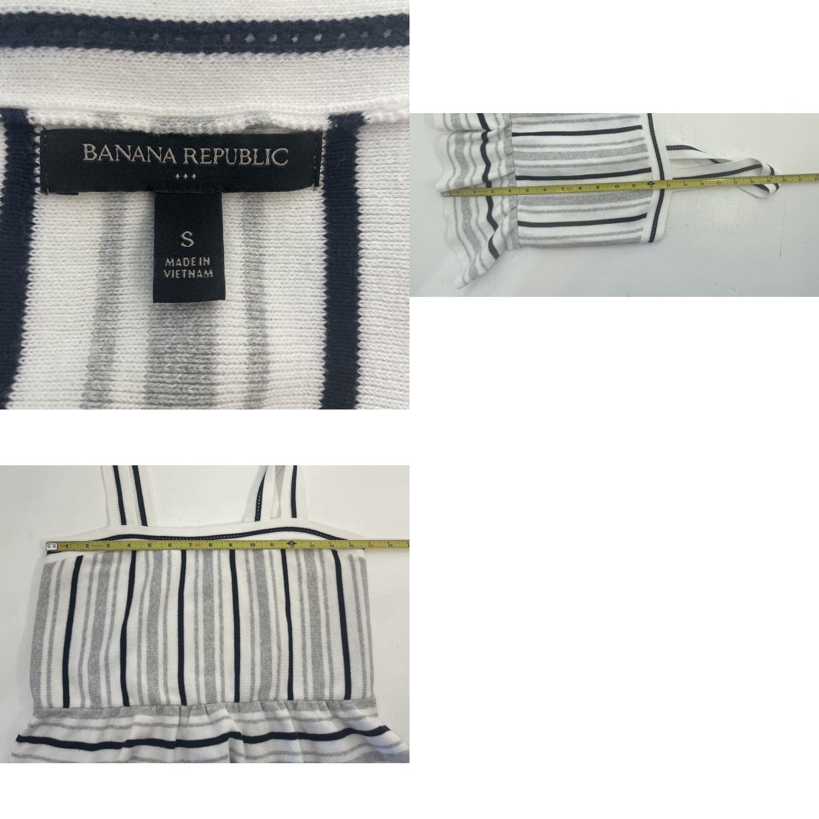 Banana Republic Banana Republic Top Tank Women Small Gray Navy Blue White Stripes Casual Knit Spaghetti Straps Sleeveless multicolor Regular Fit RN54023 Size S / US 4 / IT 40 - 9 Thumbnail