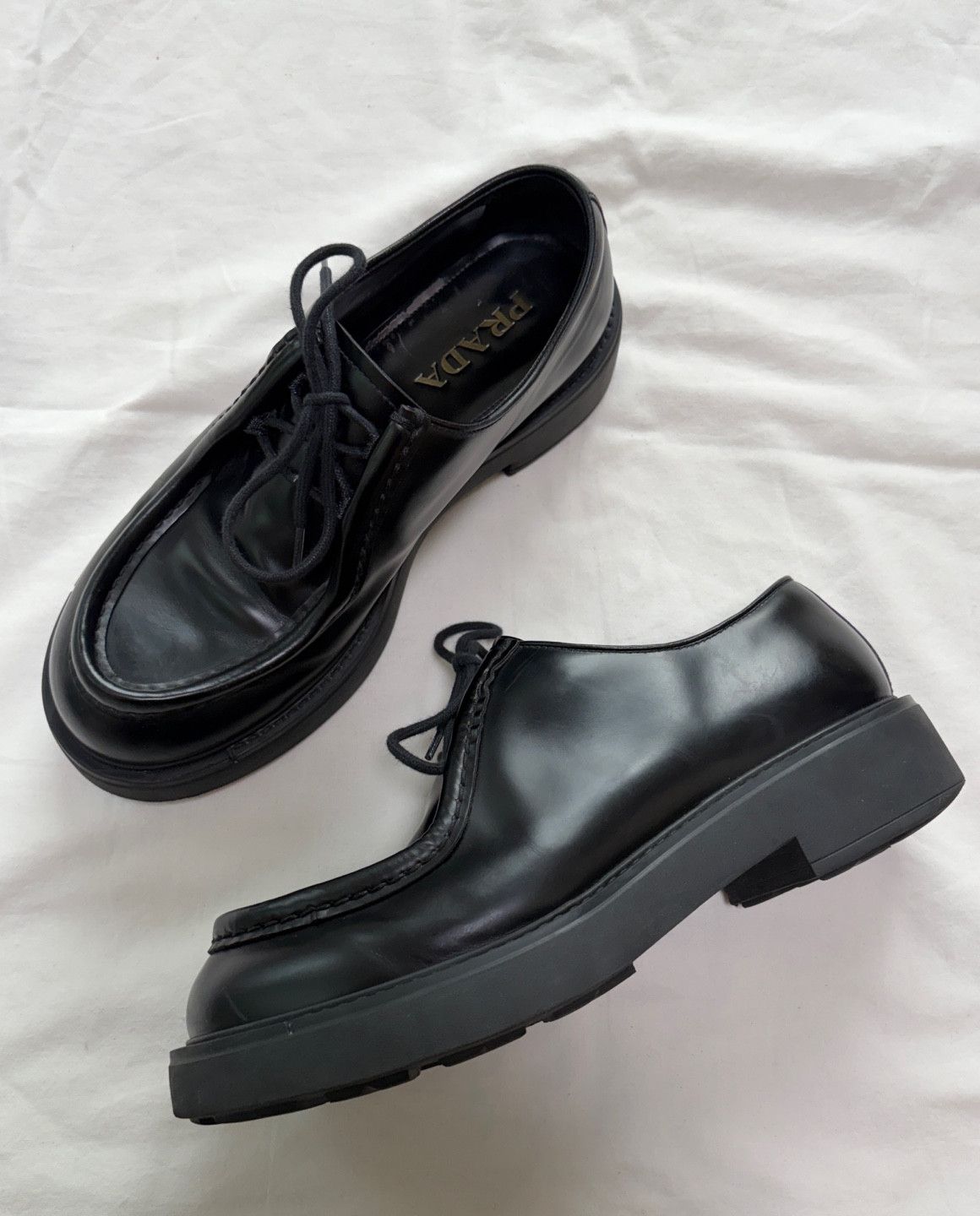 Prada PRADA Opaque Brushed Leather Lace-up Shoes Size US 10.5 / EU 43-44 - 1 Thumbnail