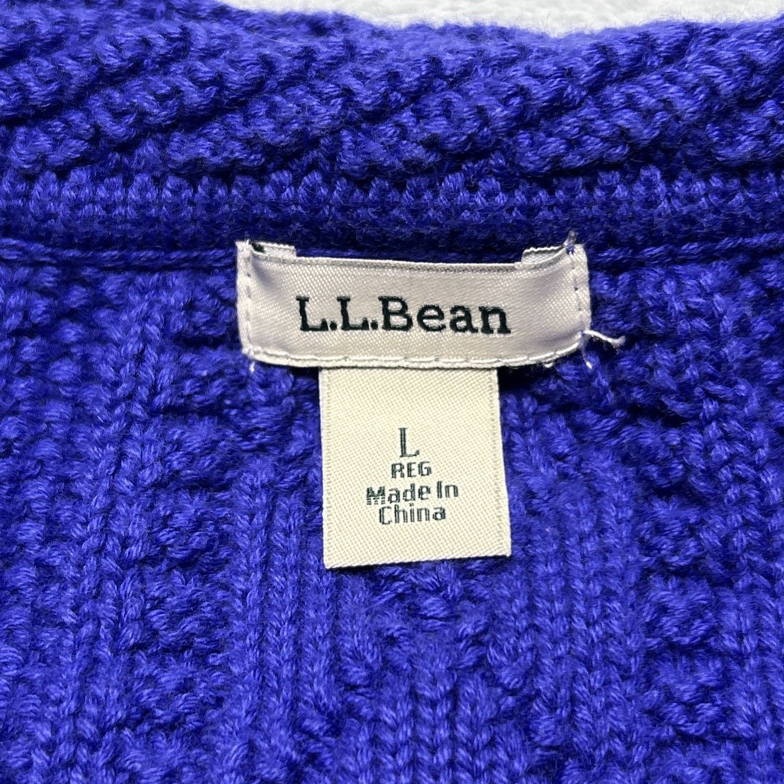 L.L. Bean LL Bean Diamond Knit Cardigan Sweater Womens Large Granola Size L / US 10 / IT 46 - 3 Thumbnail