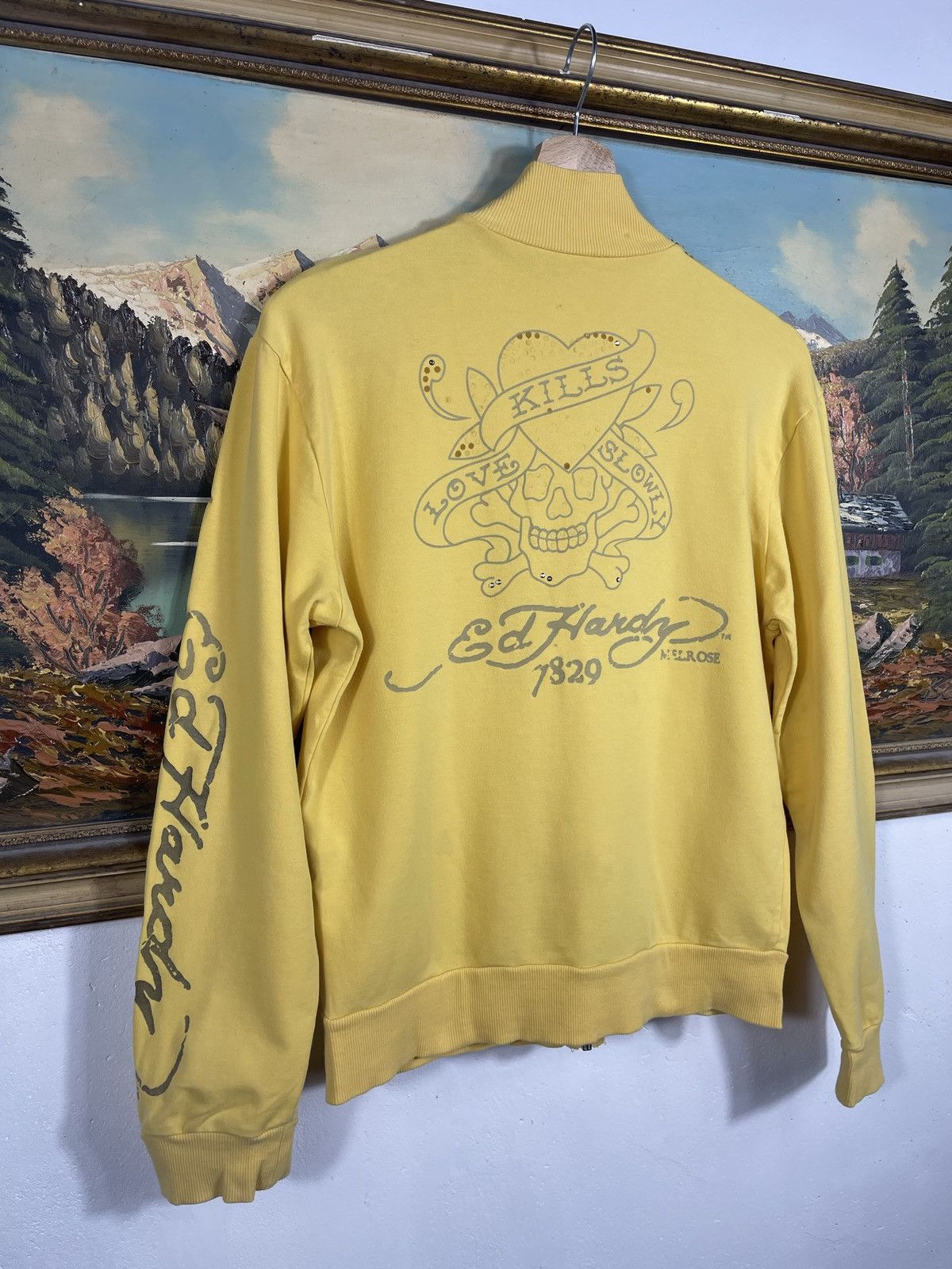 Christian Audigier × Ed Hardy × Vintage Ed Hardy Retro 00s Hoodie With Crystals Affliction Grunge Size US M / EU 48-50 / 2 - 9 Thumbnail