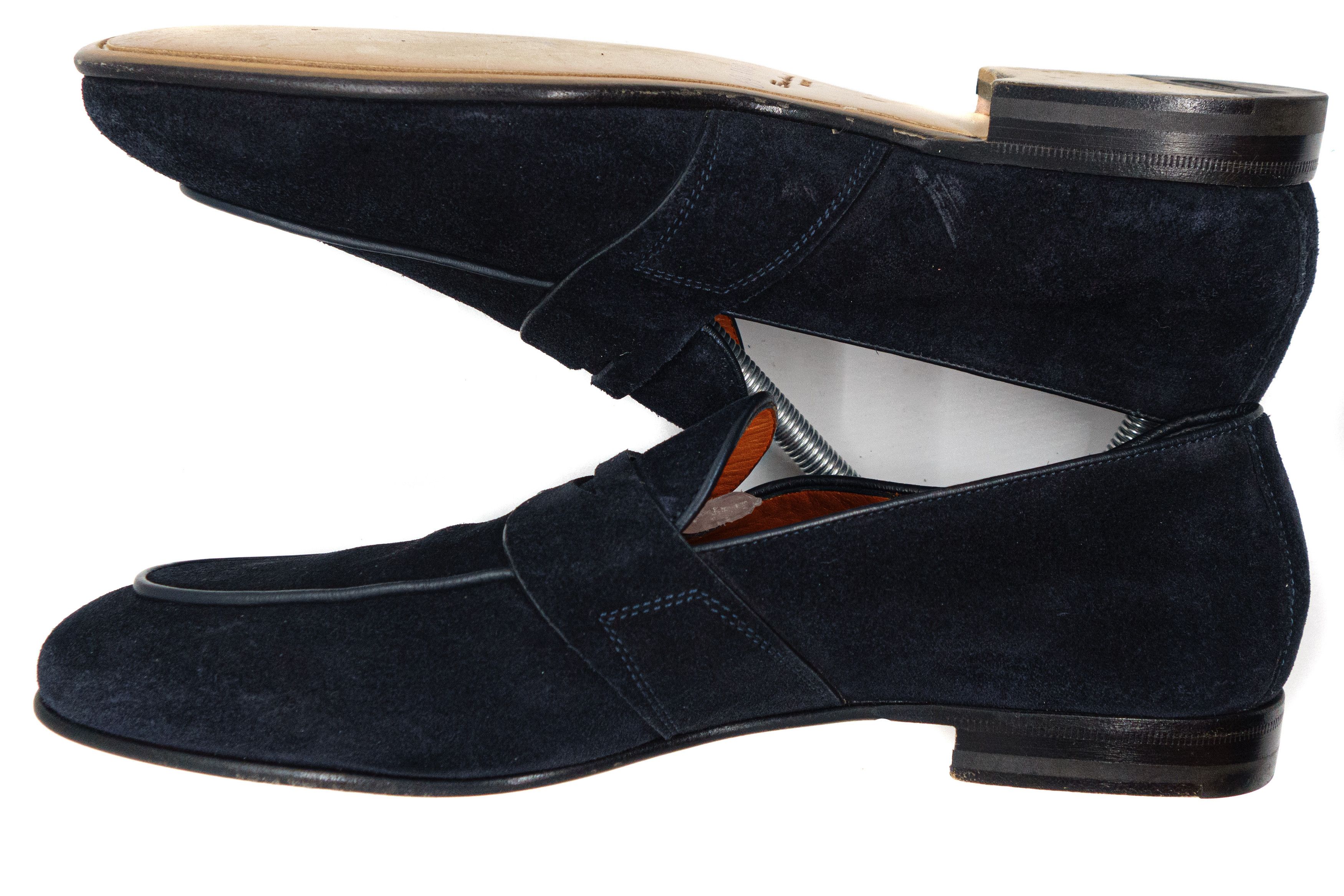 Santoni Suede Penny Loafers Size US 7 / EU 40 - 4 Thumbnail