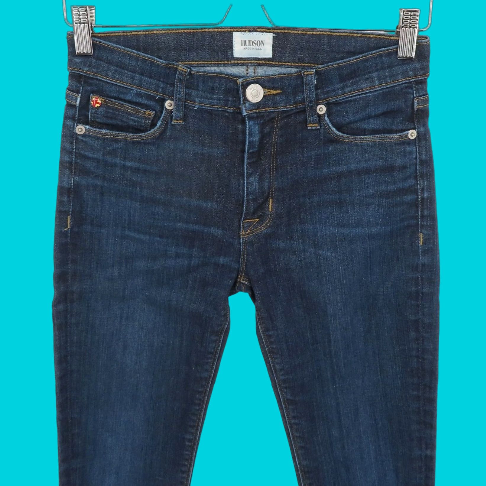 Hudson Hudson Jeans Nicko? (Original contains "Nico") Hudson Women 27 Nico Super Skinny Midrise Dark Blue Denim Jeans Pockets Cotton Denim Size 27" / US 4 / IT 40 - 1 Thumbnail