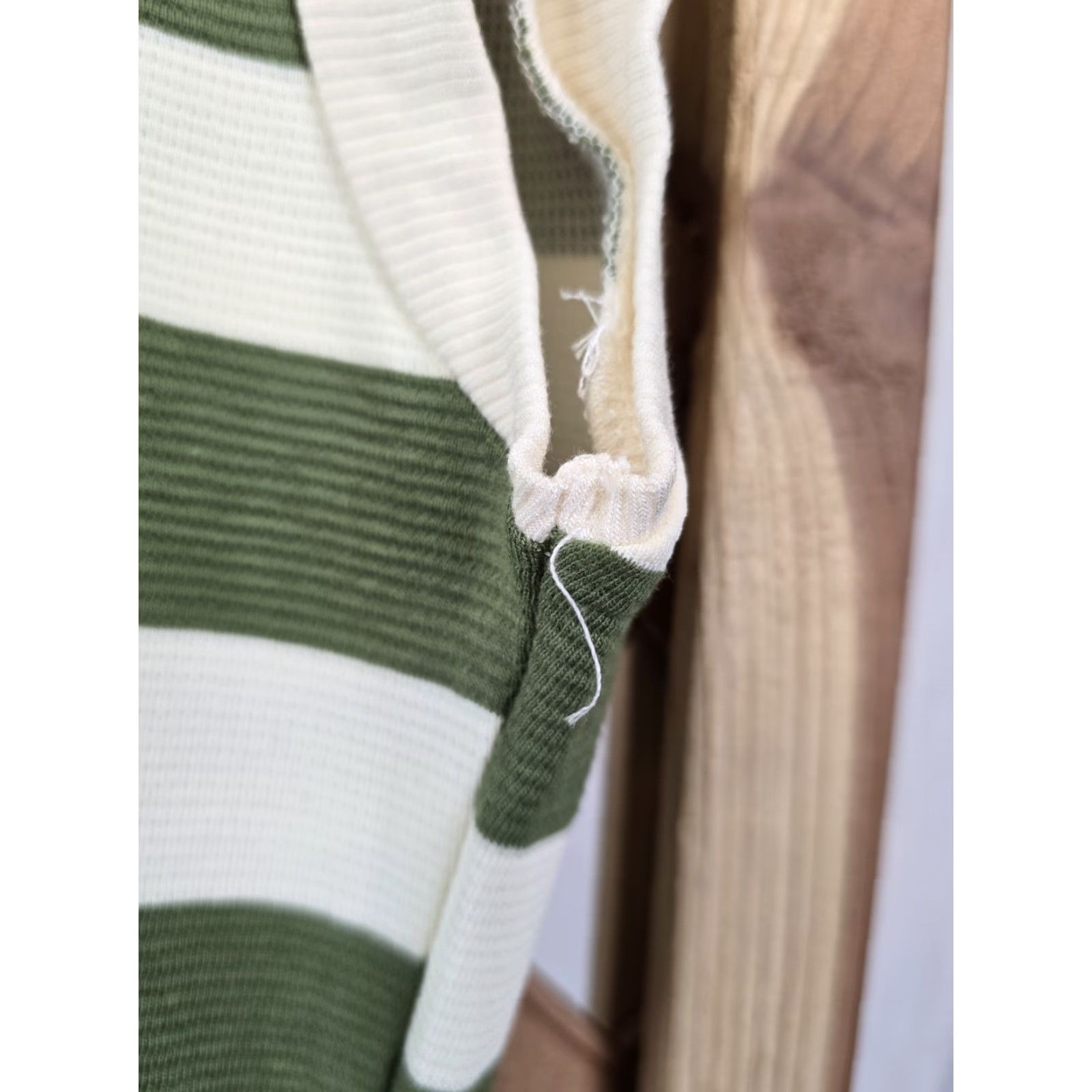 Vintage Womens T Shirt Dress - Striped Casual Summer Knee Length Pockets Green White Sz S - Lightweight, Sleeveless, Pullover Dress Size S / US 4 / IT 40 - 4 Thumbnail