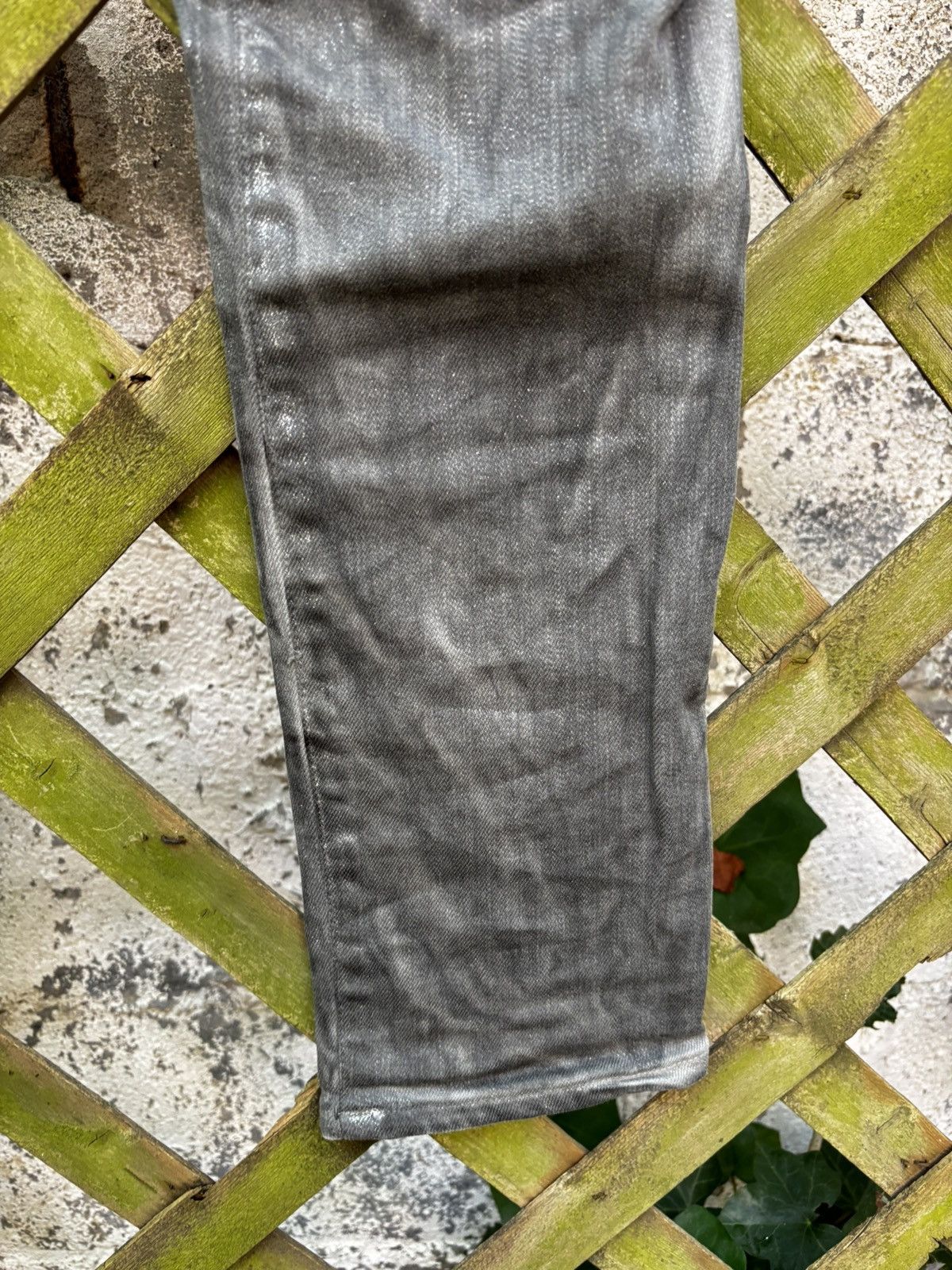 Balmain FW12 Balmain Decarnin Sparkle Wax Coated Silver Biker Jeans Size US 29 - 8 Thumbnail