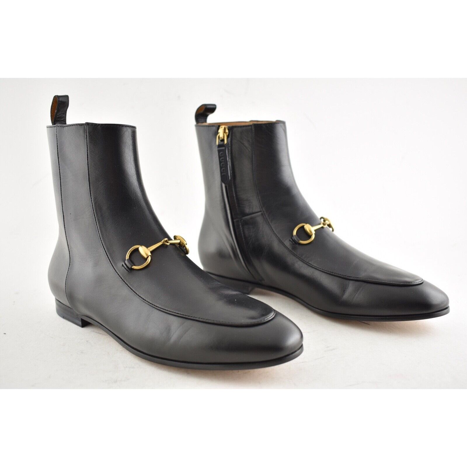 Gucci Gucci New Jordaan Black Leather Horsebit Short Chelsea Size US 5 / IT 35 - 4 Thumbnail
