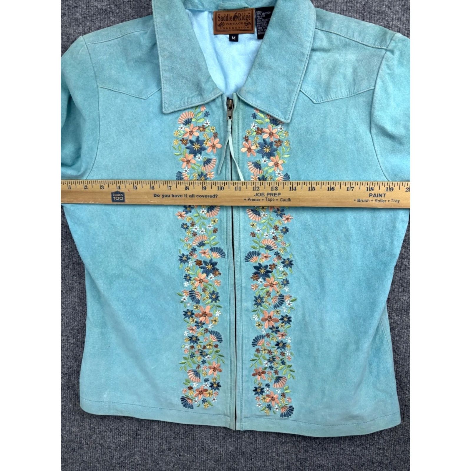 Vintage Saddle Ridge Vintage Leather Jacket Women's M Blue Floral Zip Jacket Size M / US 6-8 / IT 42-44 - 5 Thumbnail