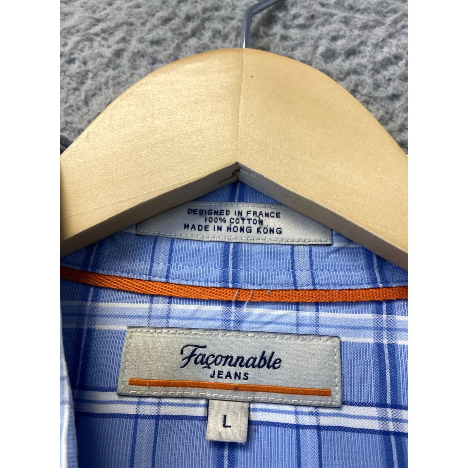 Faconnable VINTAGE Façonnable Men’s Cotton Blue Plaid Button-Up Shirt L Long Sleeve Classic City Size US L / EU 52-54 / 3 - 3 Thumbnail