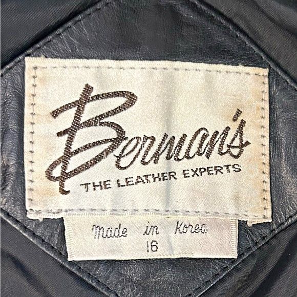 Other Vintage Bermans Womens Black Genuine Leather Moto Jacket Size M / US 6-8 / IT 42-44 - 7 Thumbnail