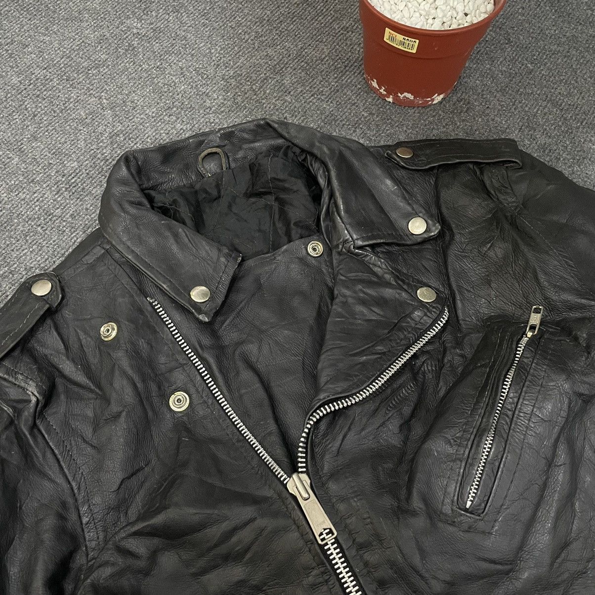 Vintage Double Collar Bikers Rockabilly Genuine Leather Jacket Size US M / EU 48-50 / 2 - 3 Thumbnail