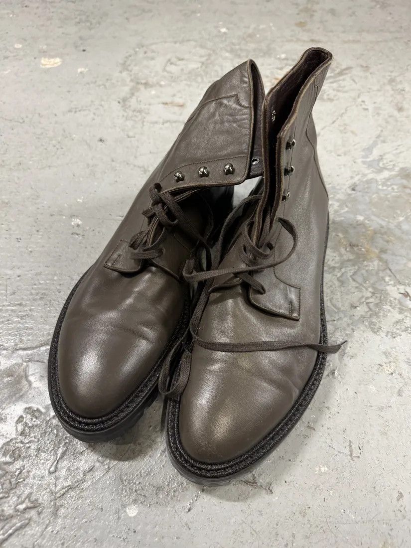Louis Vuitton Egon Ankle Combat Grey Leather Boots