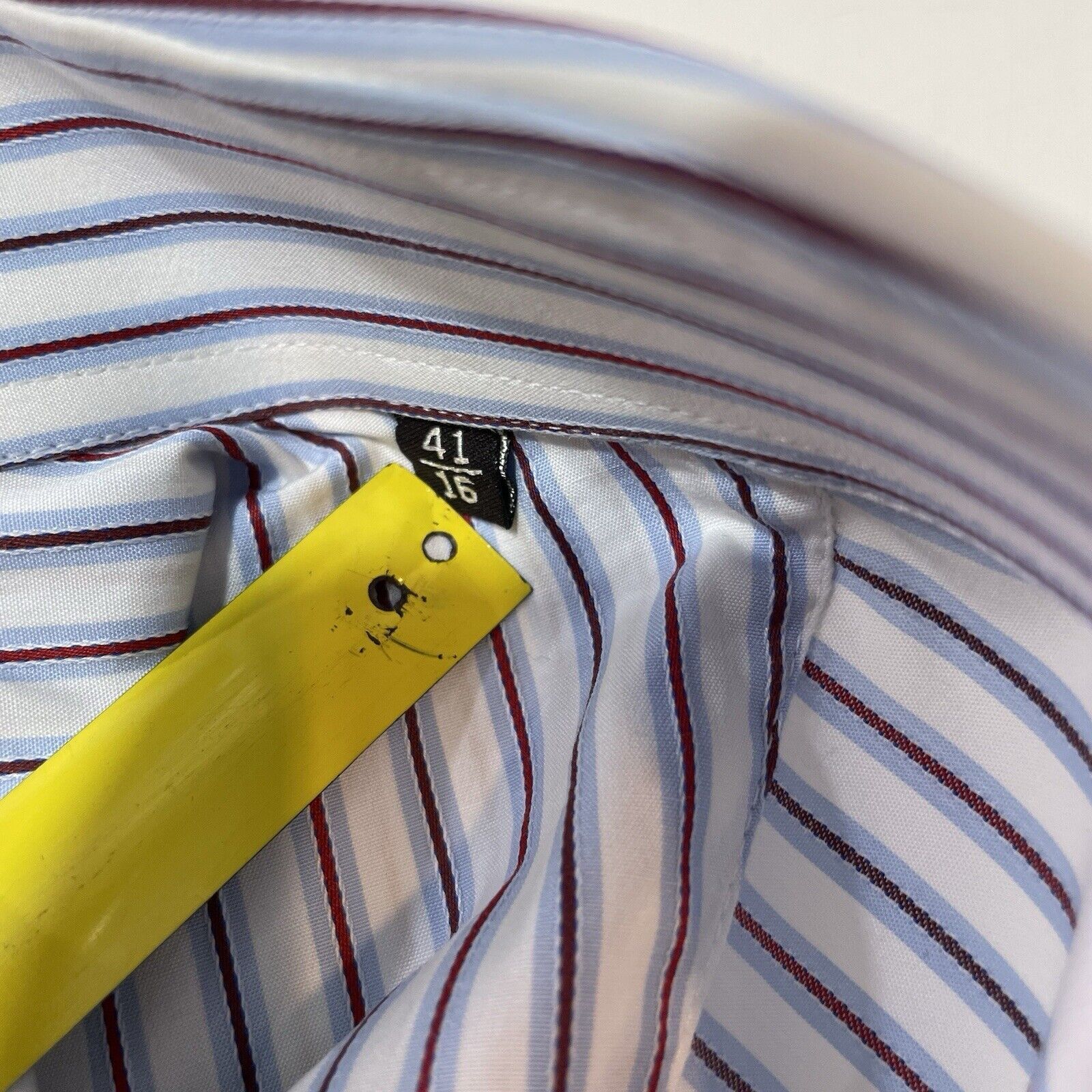 Canali Canali Dress Shirt Men’s 16-41 White Purple/Blue Stripe Size US L / EU 52-54 / 3 - 5 Thumbnail