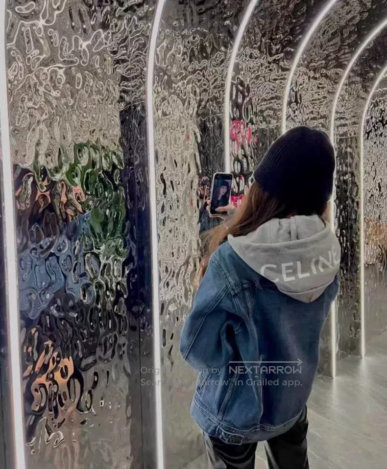 Celine CELINE Blue Washed Distressed Hooded Printed Denim Jacket Size US M / EU 48-50 / 2 - 8 Thumbnail