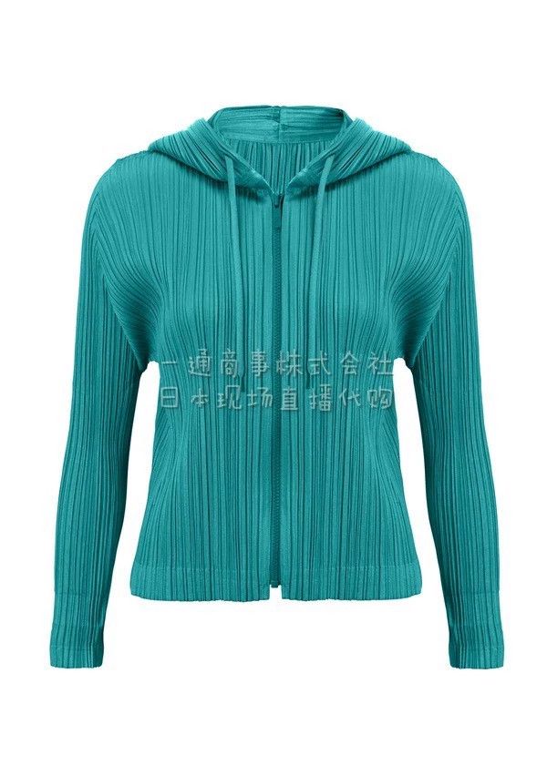 Issey Miyake Issey Miyake size:3 Green pleated hooded zipper jacket Size XS / US 0-2 / IT 36-38 - 1 Thumbnail
