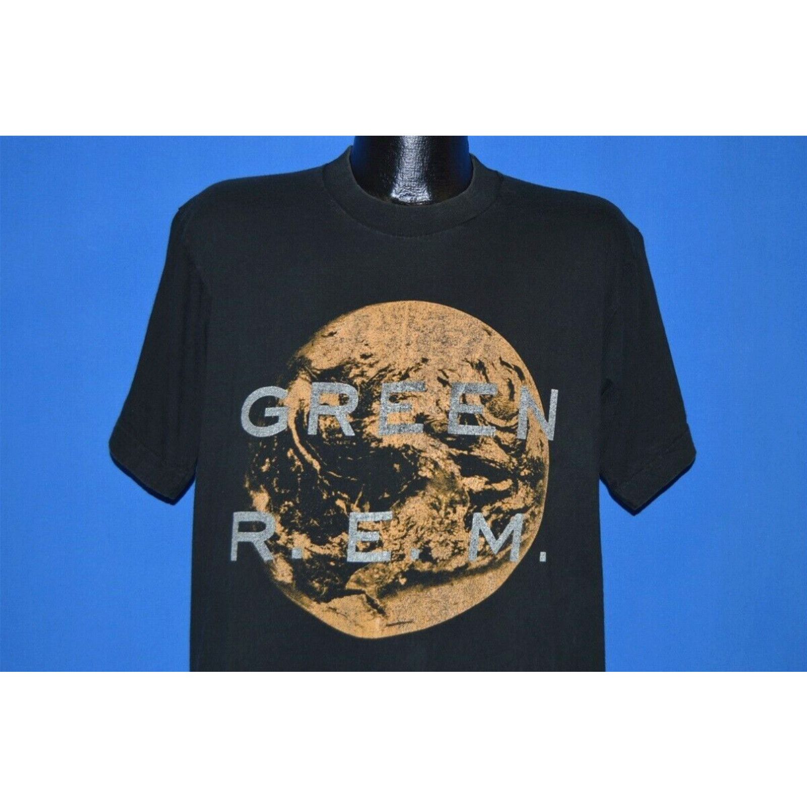 image of Fruit Of The Loom Vintage 80's R.e.m. Green Album 2 Sided Rem Black Indie Rock T-Shirt Large L in W