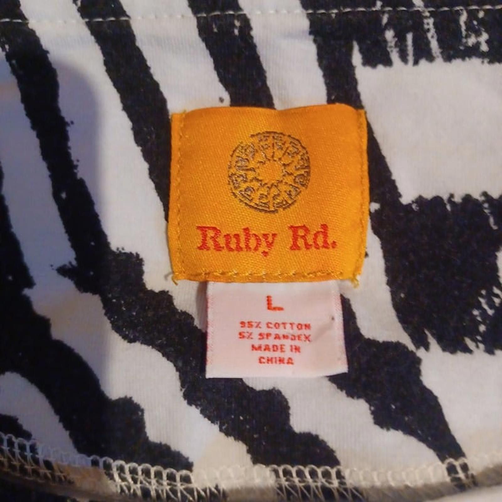 Other Ruby Rd Blouse Black & White Zebra Print Top 3/4 Sleeves Size L / US 10 / IT 46 - 3 Thumbnail