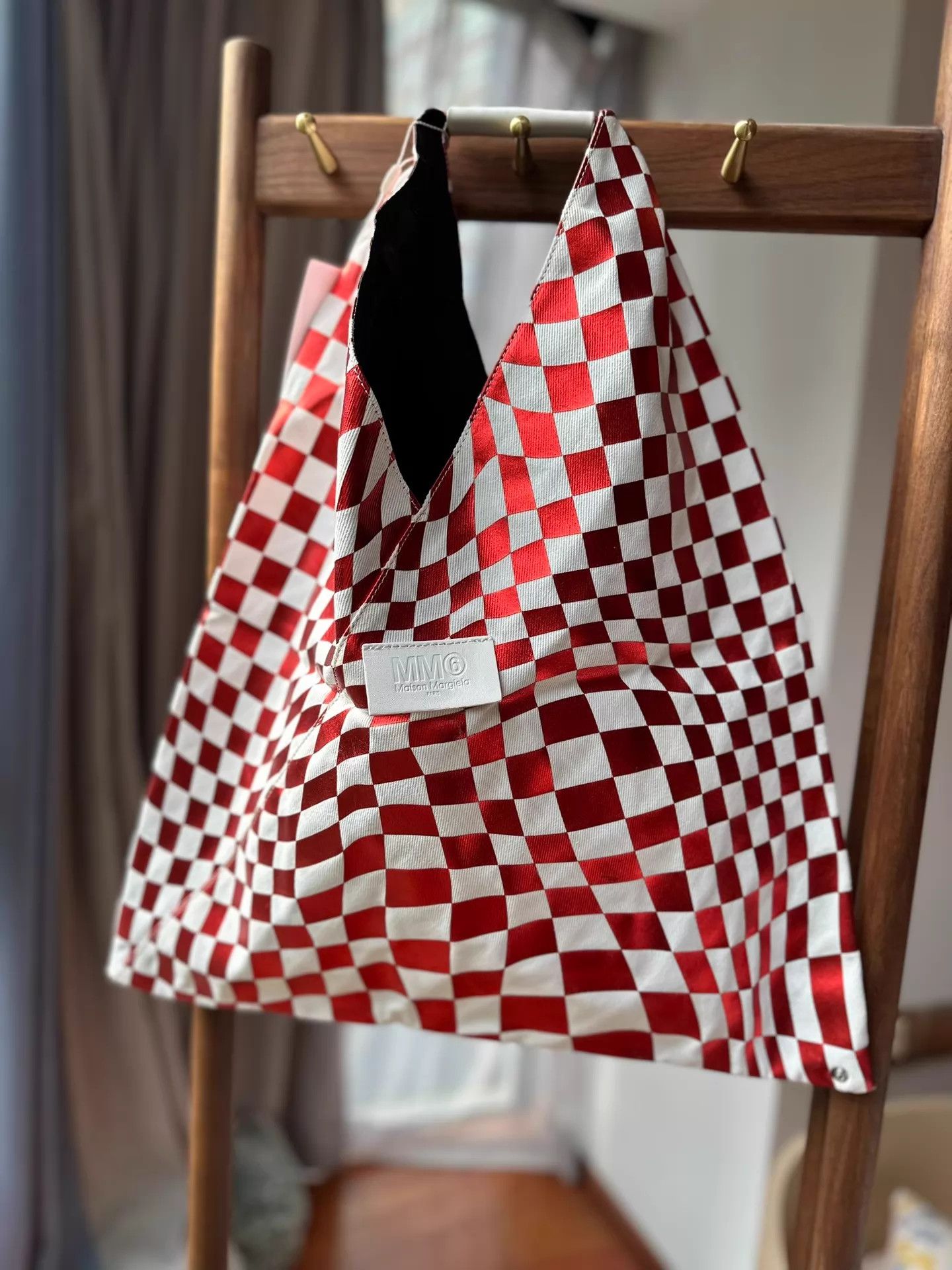 MM6 MM6 Maison Margiela Classic Red White Check Foldable Bag Size ONE SIZE - 1 Thumbnail