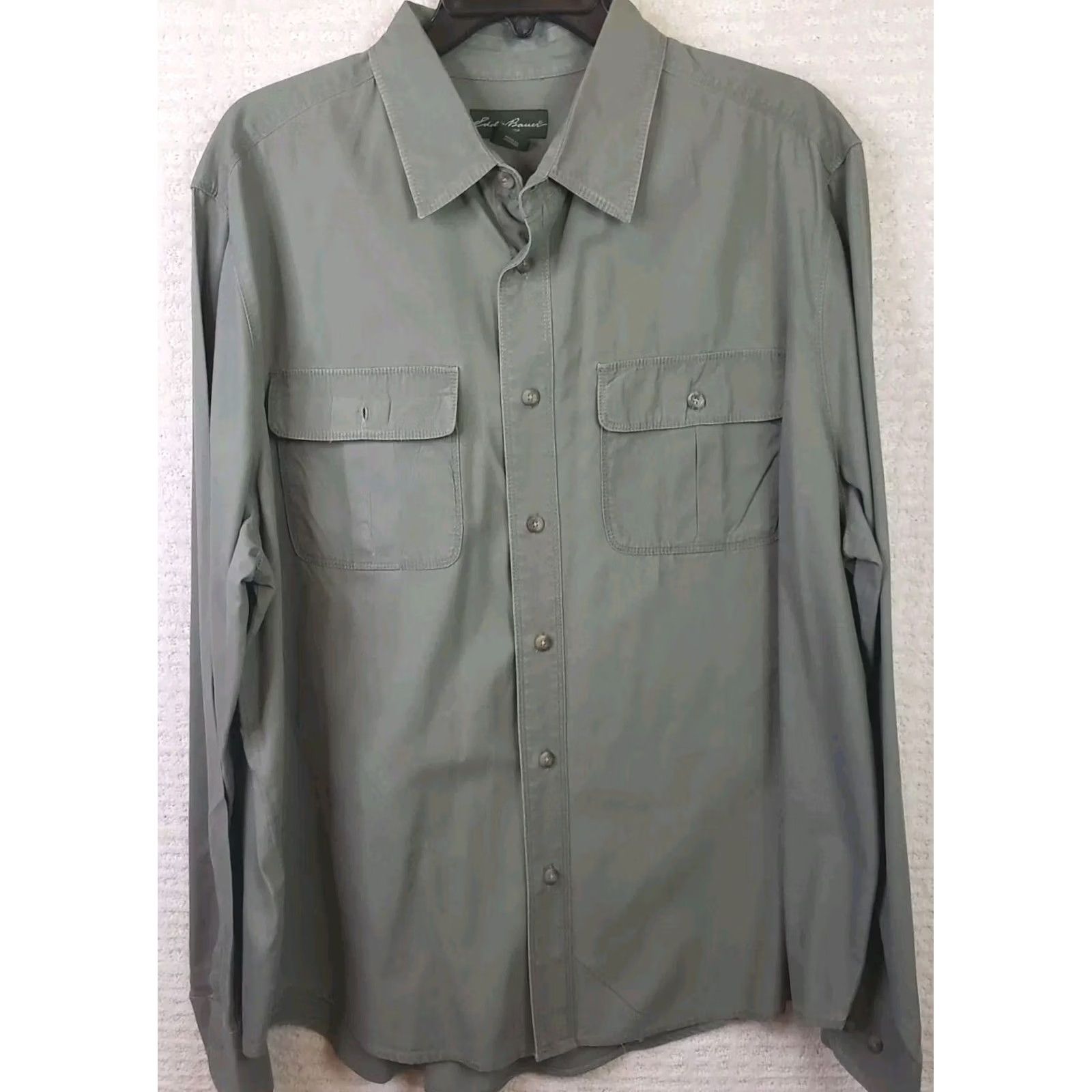 Eddie Bauer Mens EDDIE BAUER Olive Green Long Sleeve Shirt Size XXL Cotton Outdoor Workwear Size US XXL / EU 58 / 5 - 2 Thumbnail