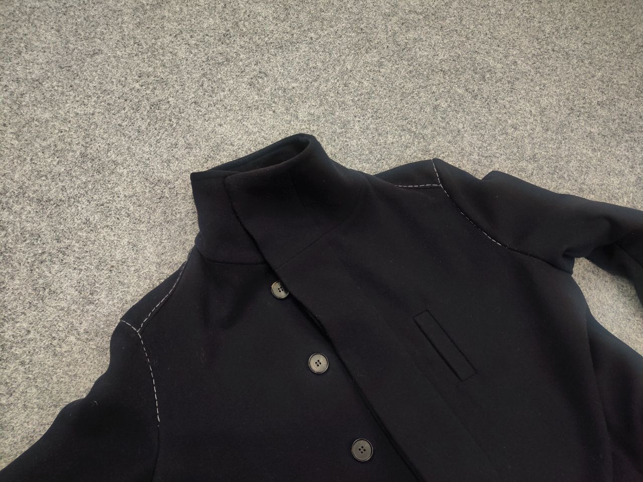 Japanese Brand Umit Unal Navy Wool asymmetrical Handmade Coat Jacket Size US M / EU 48-50 / 2 - 9 Thumbnail