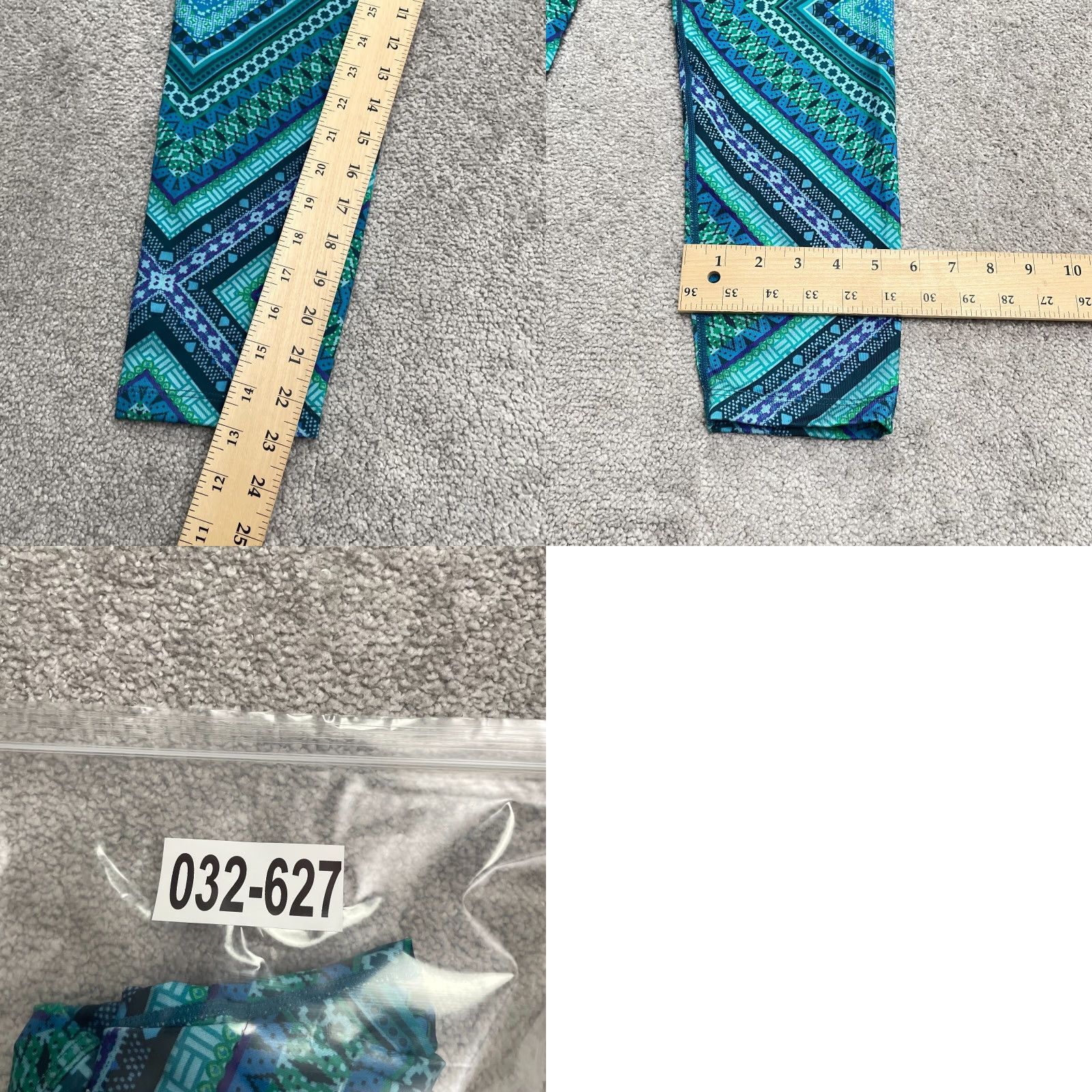 Prana prAna Cropped Leggings Womens M Blue Green Geometric Active Athletic 26x23 Pants Leggings Size 32" / US 10 / IT 46 - 9 Thumbnail