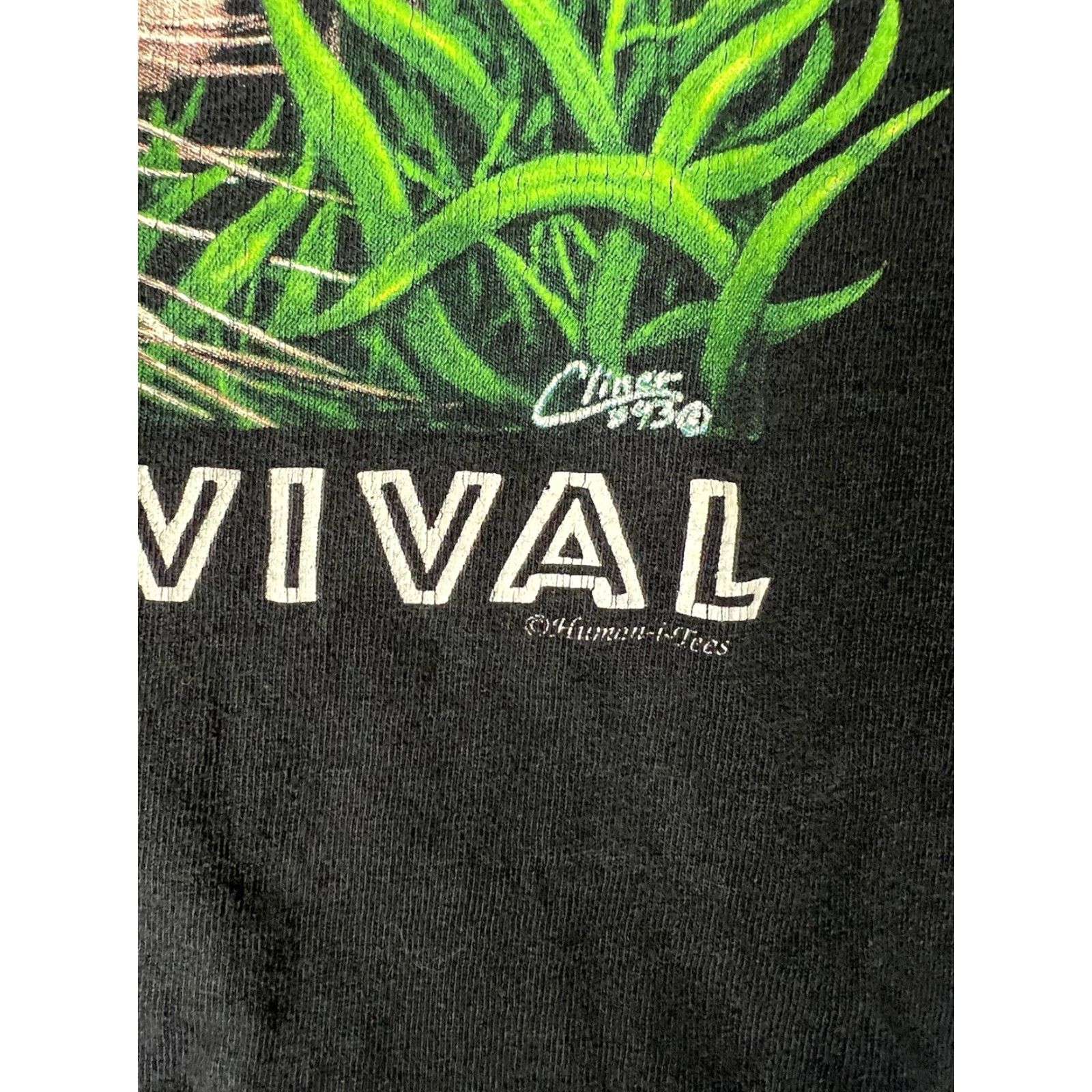 Vintage VINTAGE Human-i-tees T-Shirt 2XL Black 90s Tiger Graphic Print Crew Neck Short Sleeve Men Mens Size US XXL / EU 58 / 5 - 3 Thumbnail