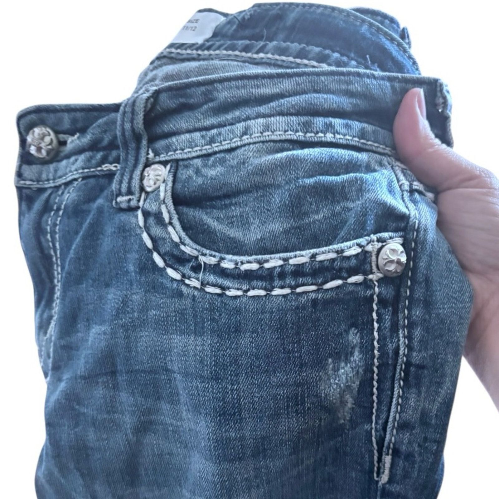 0 Women’s Slim Skinny Jeans Embroidery & Rhinestone Accents Size 34" / US 12 / IT 48 - 4 Thumbnail