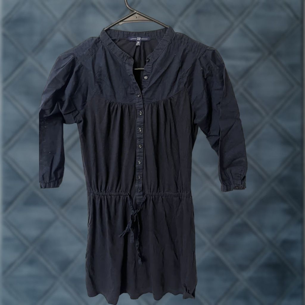 Gap VINTAGE Gap Women's Knit Shirt Dress XS Blue Casual Button Up 3/4 Sleeve Elastic Waist Size XS / US 0-2 / IT 36-38 - 1 Thumbnail