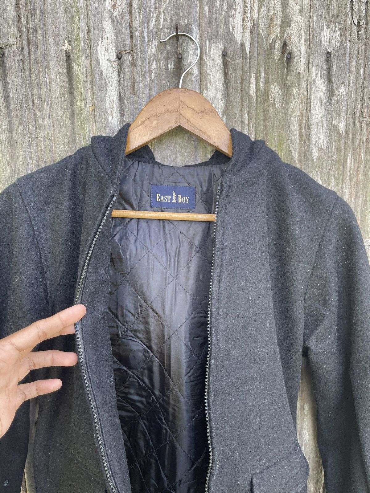 Designer East Boy Quilted Wool Zip Jacket (Black) - Japanese Brand Size US M / EU 48-50 / 2 - 16 Thumbnail