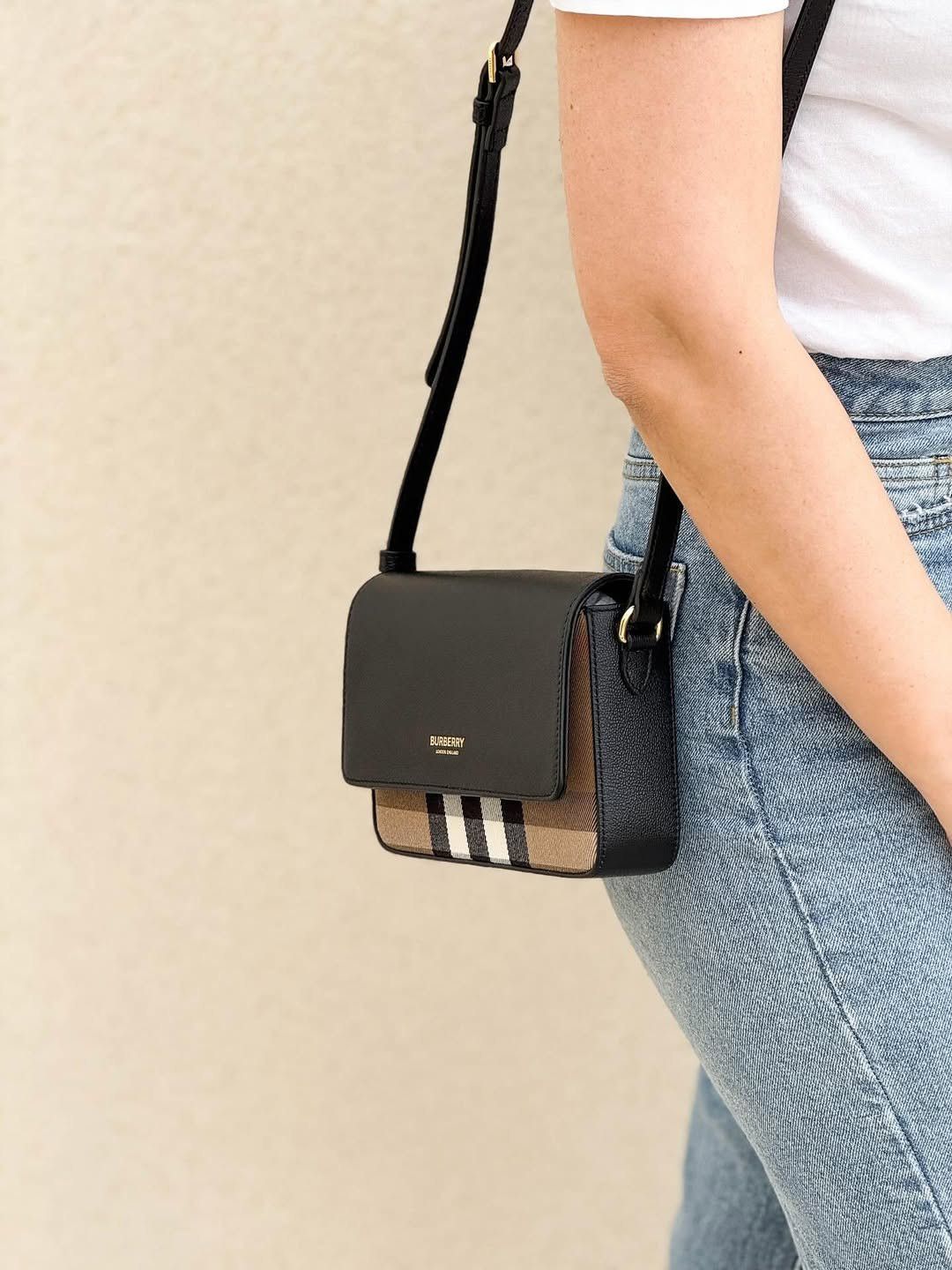 Burberry BURBERRY Hampshire black check leather crossbody bag Size ONE SIZE - 3 Thumbnail