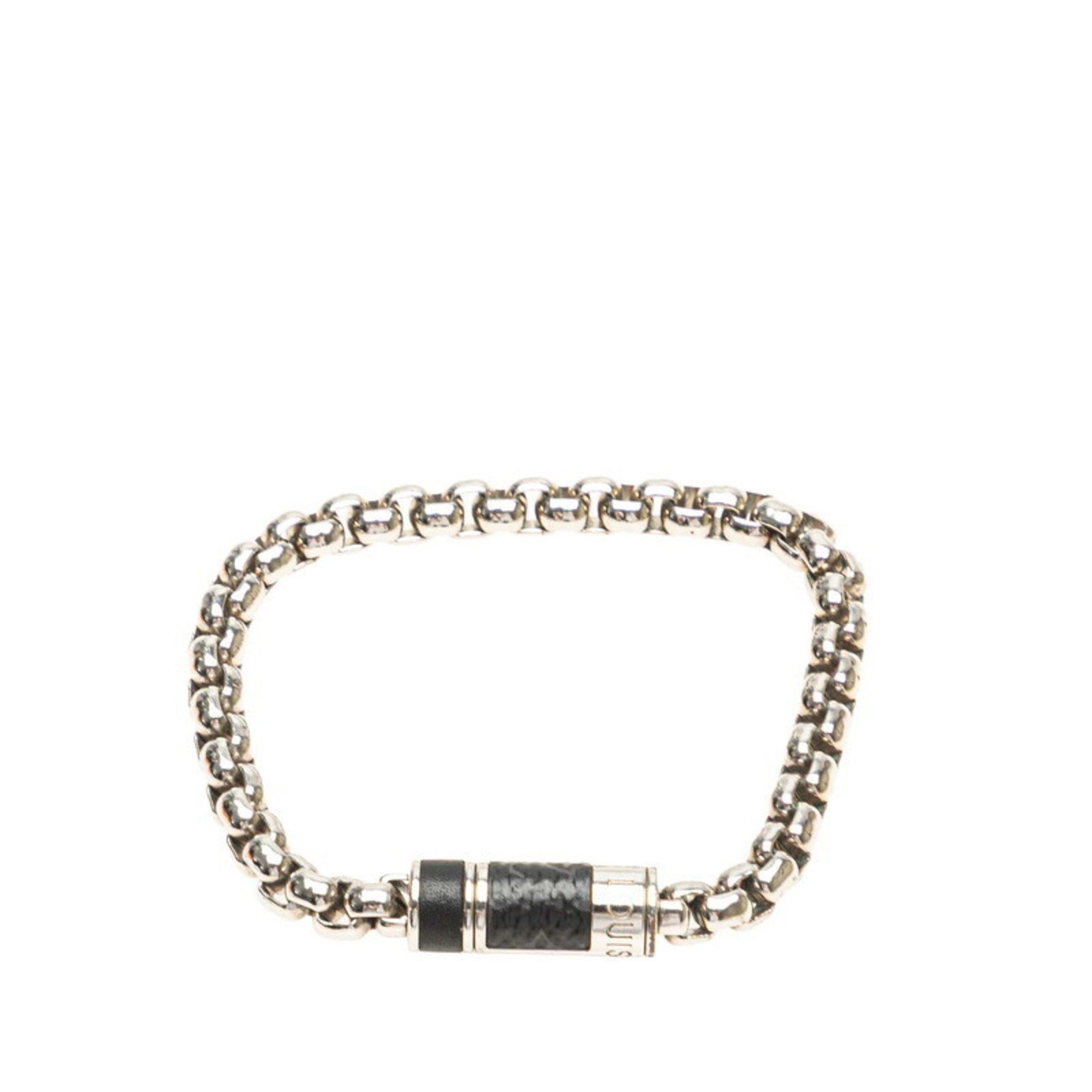 Louis Vuitton Monogram Eclipse Chain Bracelet M63107 in Silver and Black Metal for Men