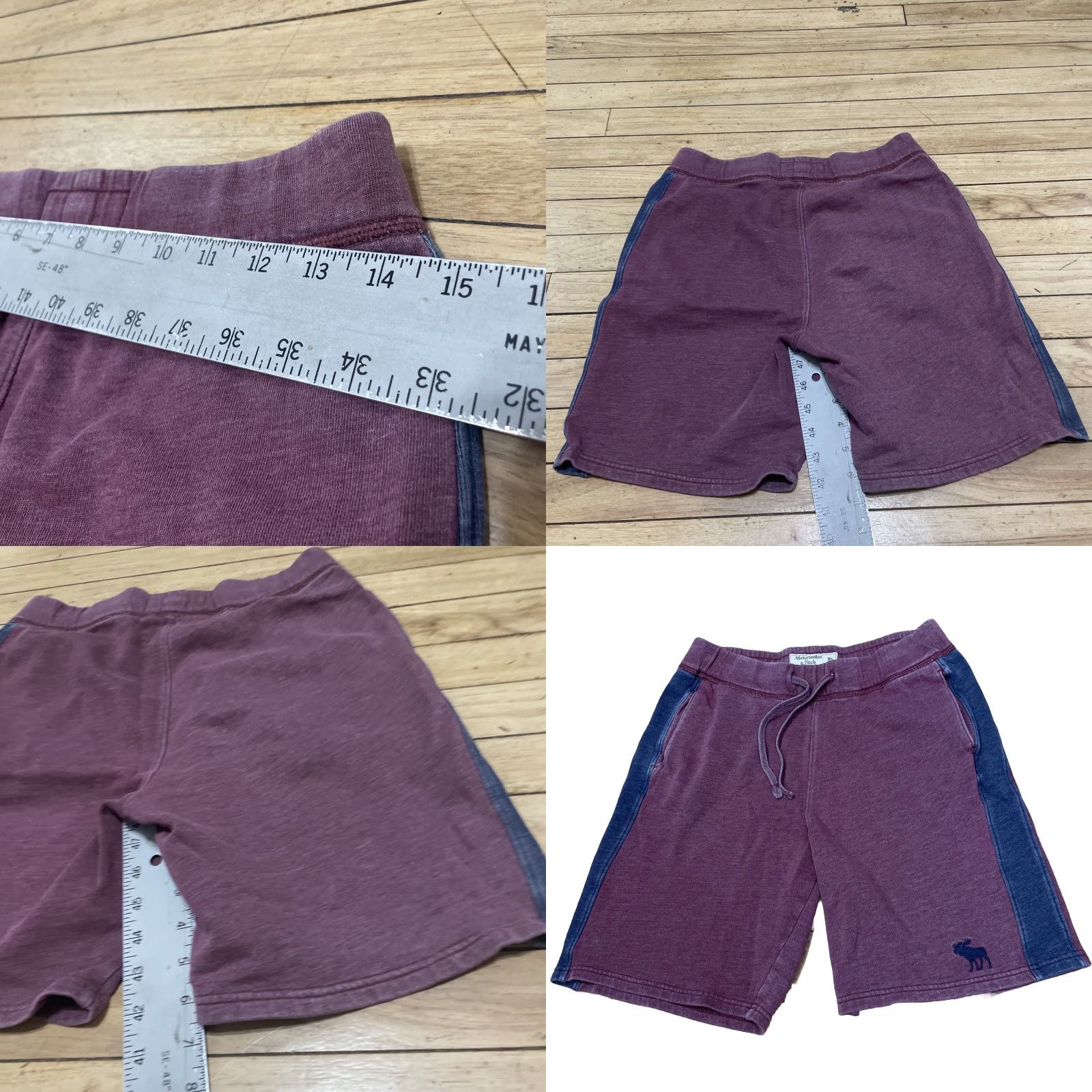Abercrombie & Fitch VINTAGE Abercrombie & Fitch Shorts Men XS Drawstring Knit Moose Red Blue Knit Activewear 90s 00s Vintage Wash Pockets Light Size US 27 - 9 Thumbnail