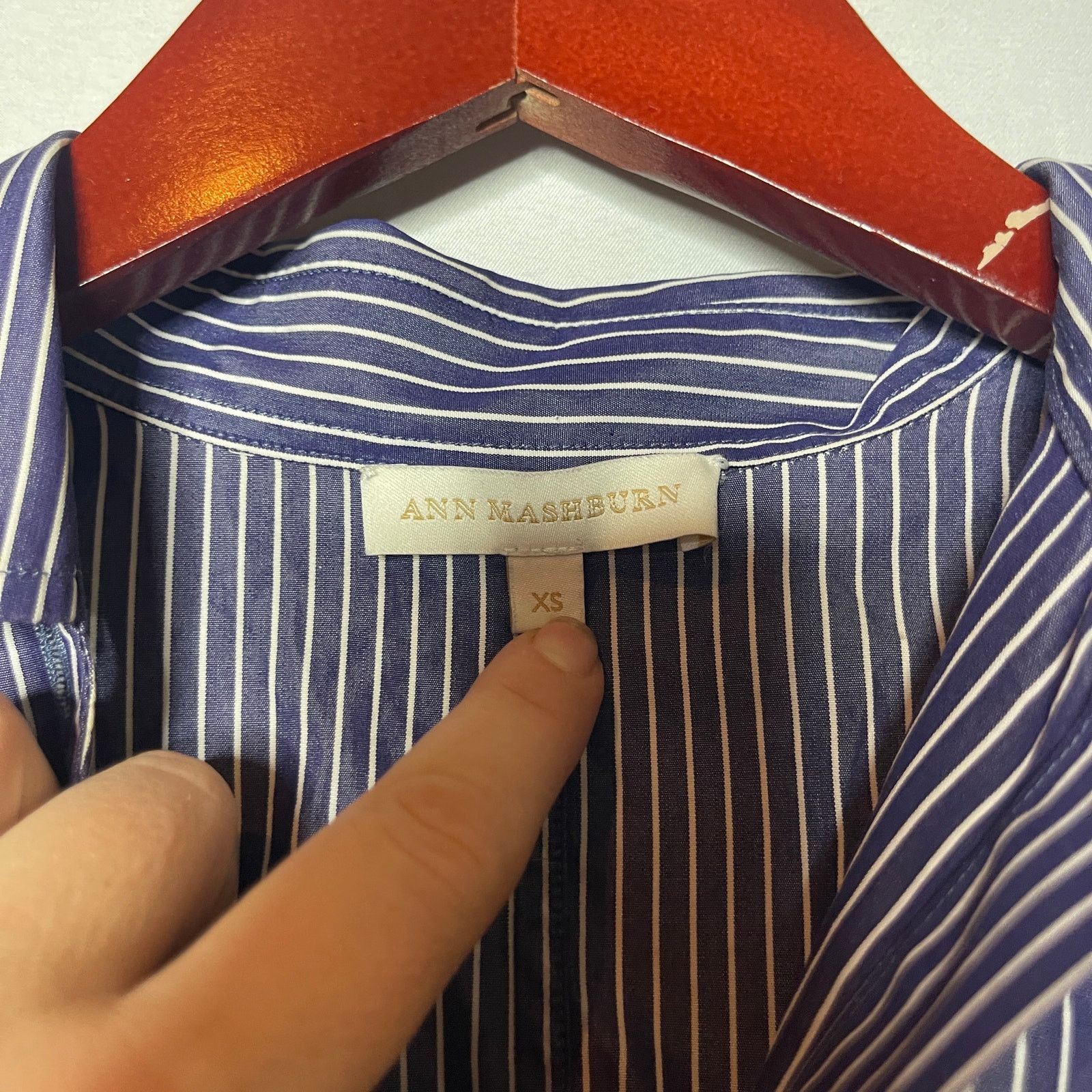 Other Ann Mashburn blue stripe button down blouse sz XS Size XS / US 0-2 / IT 36-38 - 2 Thumbnail