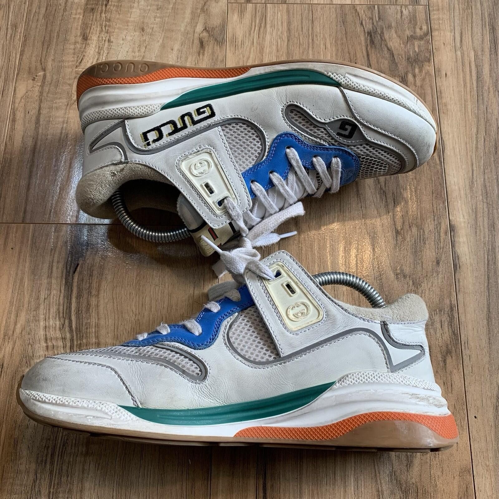 Gucci Gucci Ultrapace Leather Sneakers White Blue Size 7.5 US Mens Size US 7.5 / EU 40-41 - 2 Thumbnail