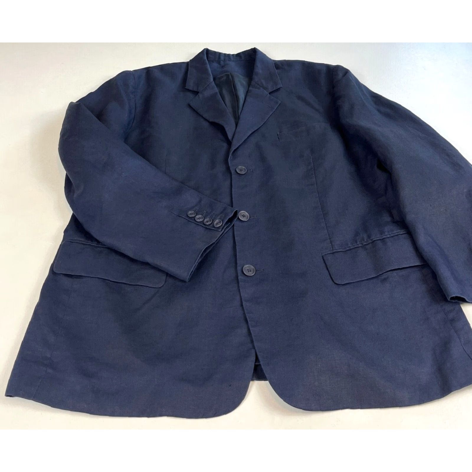 Vintage VINTAGE Martin Gordon Linen Sport Coat Jacket Navy Sz XL Size US XL / EU 56 / 4 - 4 Thumbnail