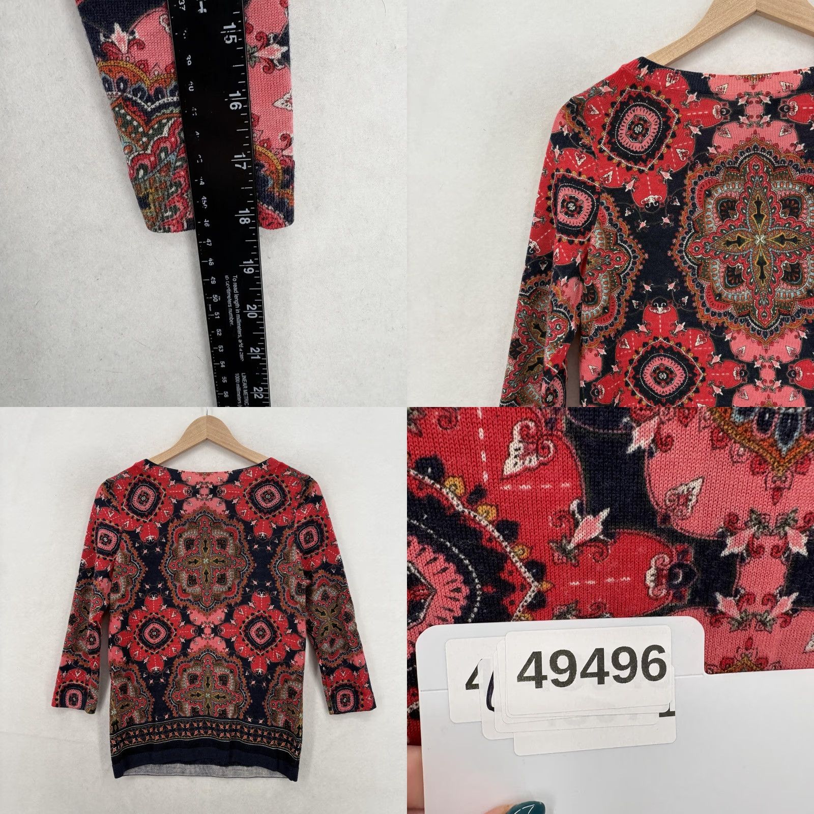 Talbots Talbots Sweater Womens Small Multicolor 100% Merino Wool Paisley Knit 3/4 Sleeve Size S / US 4 / IT 40 - 8 Thumbnail