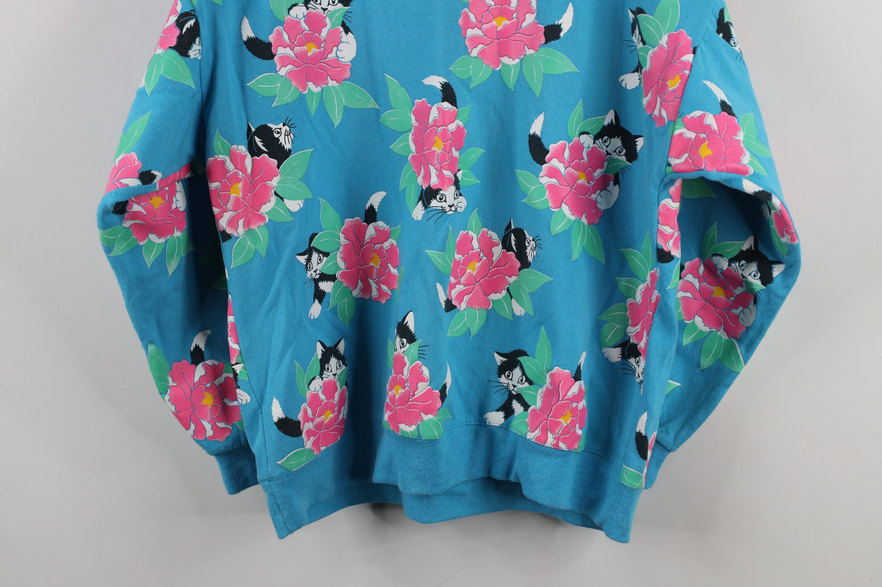 Vintage Vintage 90s Streetwear Cat Kitten All Over Print Sweatshirt Size XL / US 12-14 / IT 48-50 - 13 Thumbnail