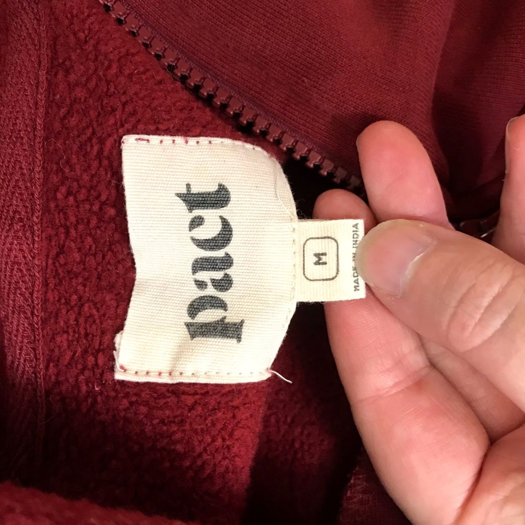Vintage Pact Mens Full Zip Hoodie Burgundy Red Fleece Sweatshirt Size M Size US M / EU 48-50 / 2 - 7 Thumbnail