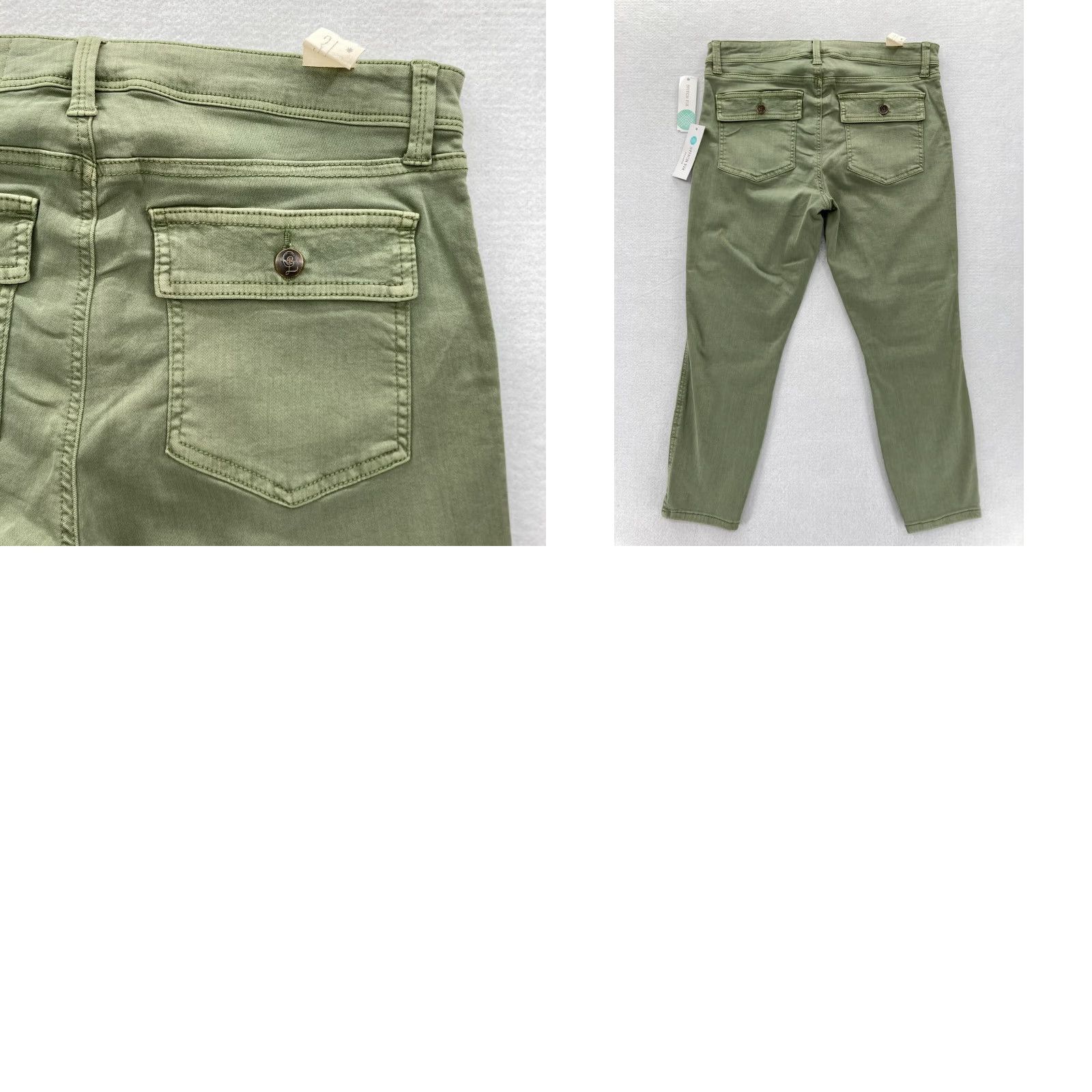 Brooks Cosmic Blue Love Brooks Cargo Skinny Pant Women's 12P Petite Green Cargo Pants Slim Rise Mid 8.5-10.5 in Inseam 23 in XS? Size 34" / US 12 / IT 48 - 9 Thumbnail
