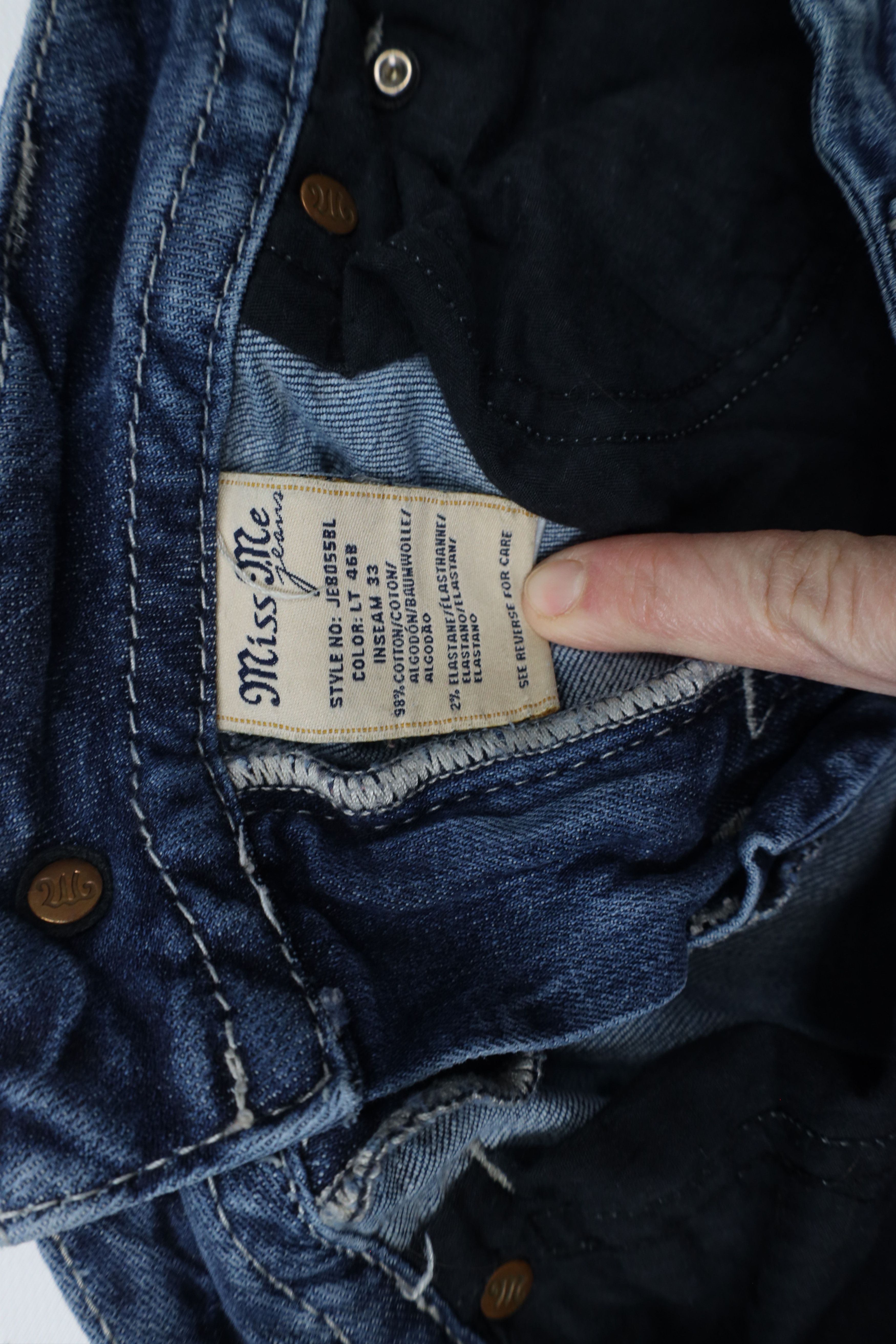 Miss Me × Vintage Miss Me Jeweled Fleur de Lis Flared Bootcut Denim Jeans Size 29" - 9 Thumbnail