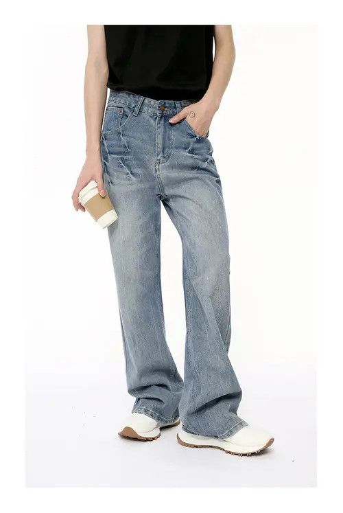 Japanese Brand Washed Light Blue Lightning Pattern Jeans Size US 32 / EU 48 - 3 Thumbnail