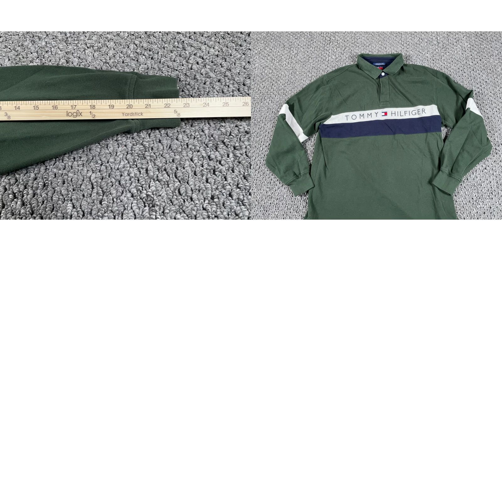 Tommy Hilfiger VINTAGE Tommy Hilfiger Polo Shirt Mens Large Striped Green Blue Logo Embroidered 90s Hipster Retro Polo Shirt Adult Large Mens Size US L / EU 52-54 / 3 - 8 Thumbnail