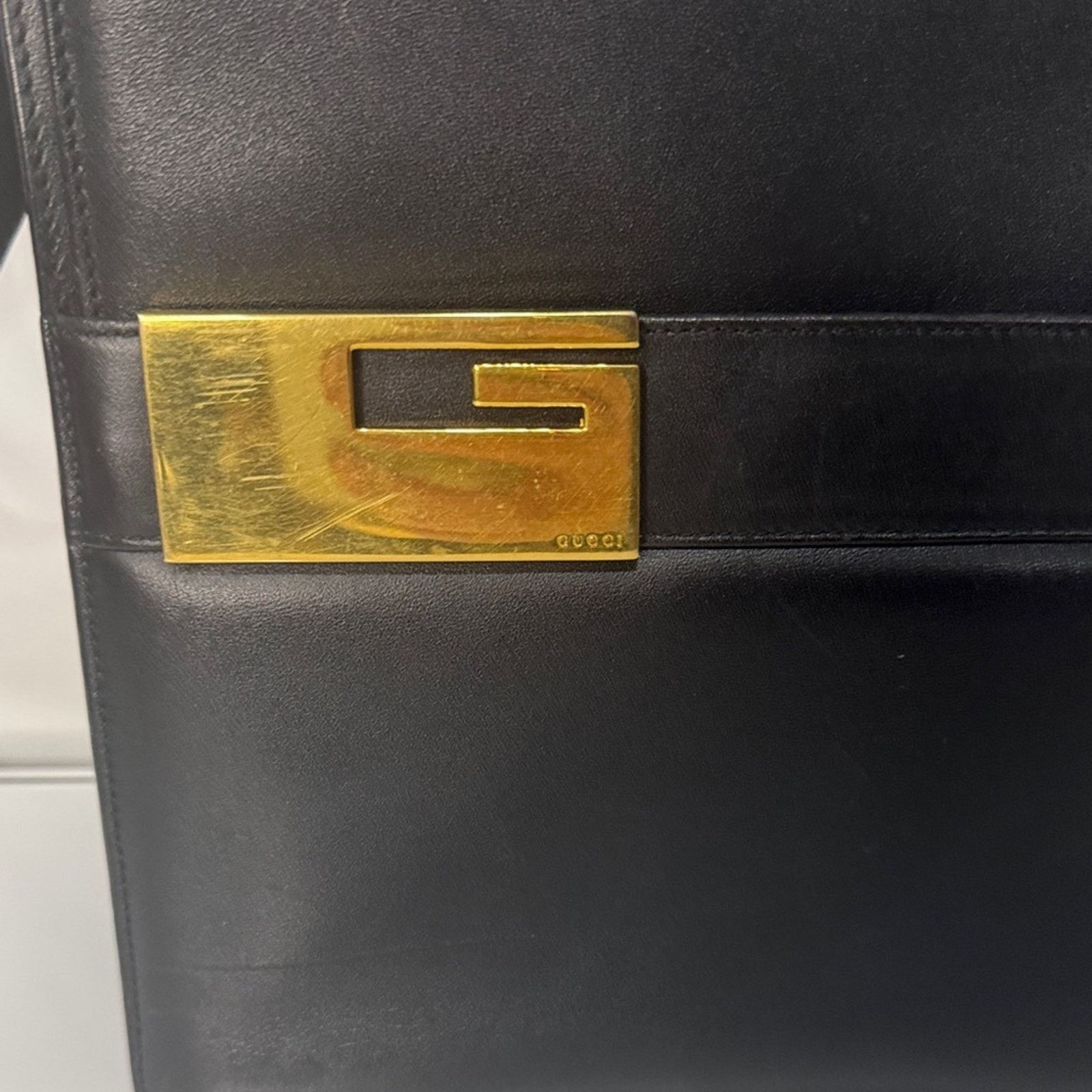 Gucci Gucci Vintage Square G Black Leather Shoulder Bag Size ONE SIZE - 2 Thumbnail
