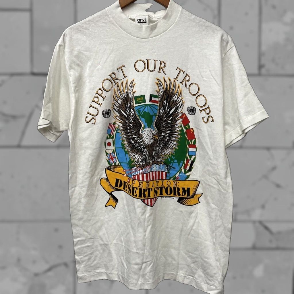 Anvil VINTAGE Operation Desert Storm Graphic Anvil T-Shirt Mens Large White USA Size US L / EU 52-54 / 3 - 1 Thumbnail