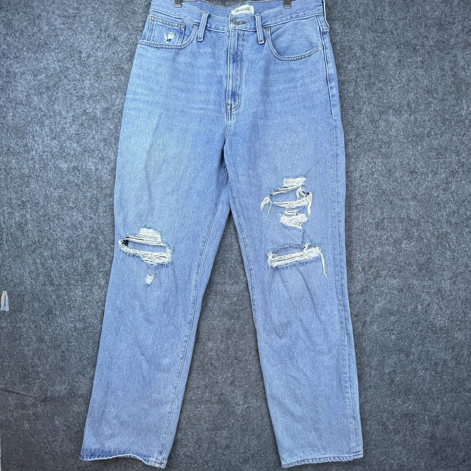 Madewell Madewell Jeans Womens 30 Baggy Straight Mom Thrashed Ripped Size 30" / US 8 / IT 44 - 1 Thumbnail
