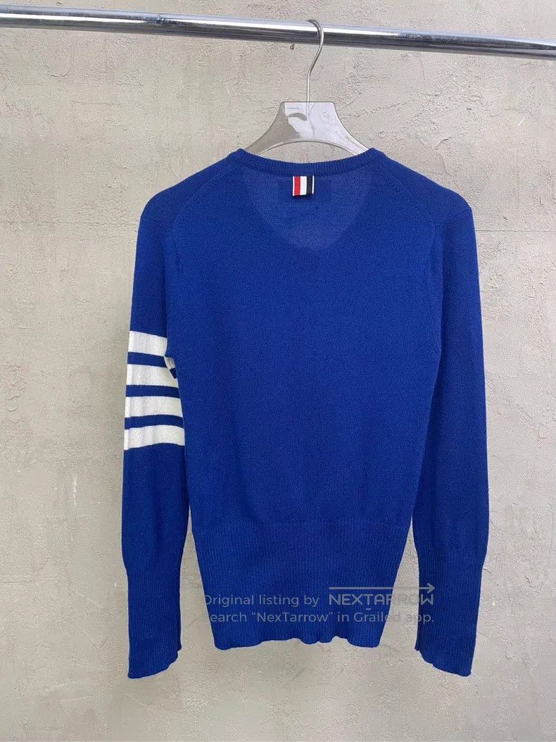 Thom Browne Thom Browne Klein Blue Striped Cashmere Cardigan Size XS / US 0-2 / IT 36-38 - 3 Thumbnail