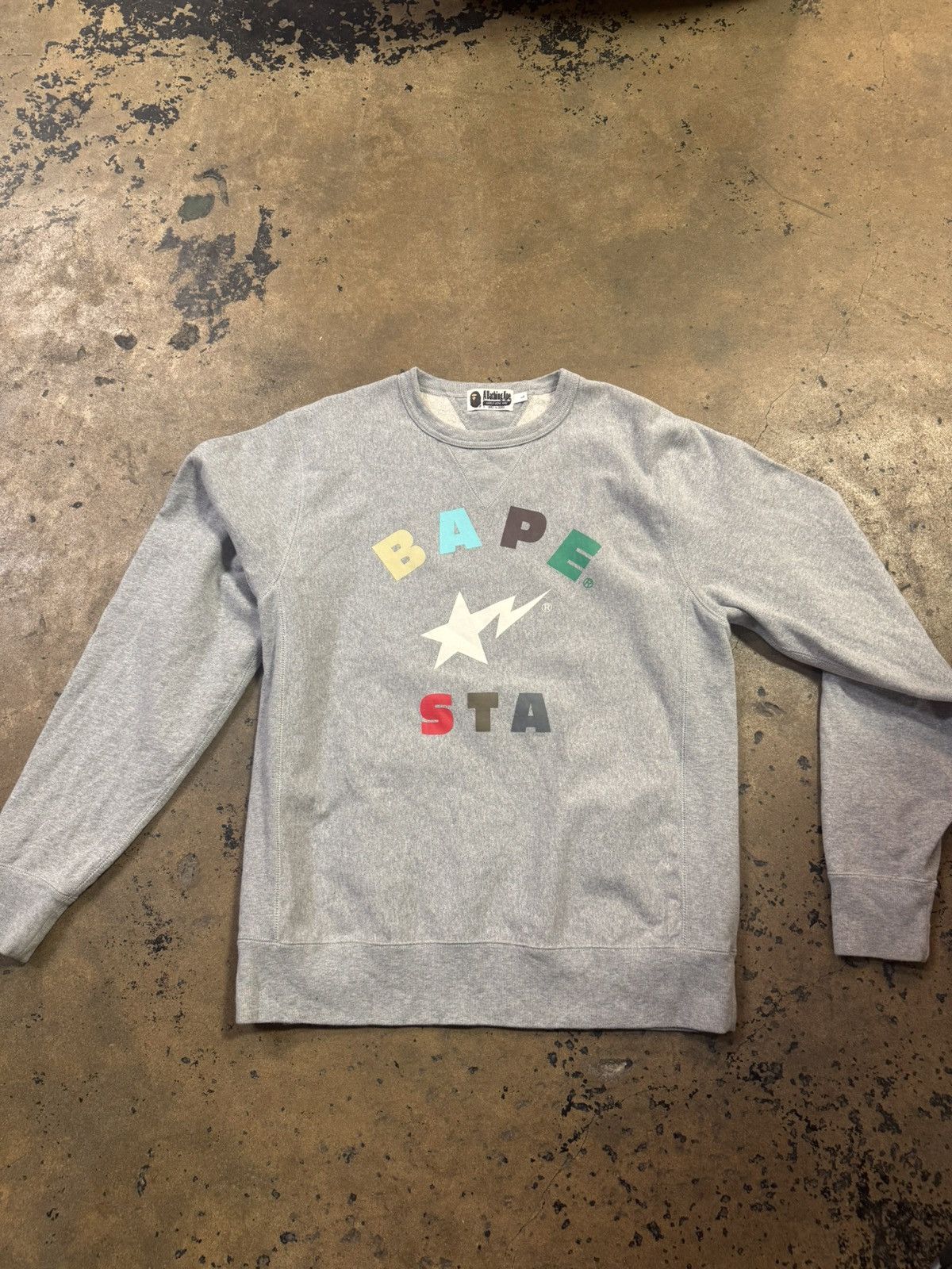 Bape FW22 Grey/Rainbow Bape STA Sweatshirt Size US L / EU 52-54 / 3 - 1 Thumbnail