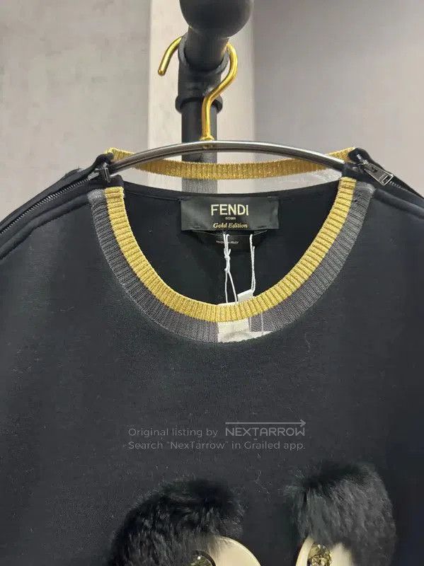 Fendi Fendi Black Cotton Women's Sweatshirt with Unique Design . Size L / US 10 / IT 46 - 3 Thumbnail