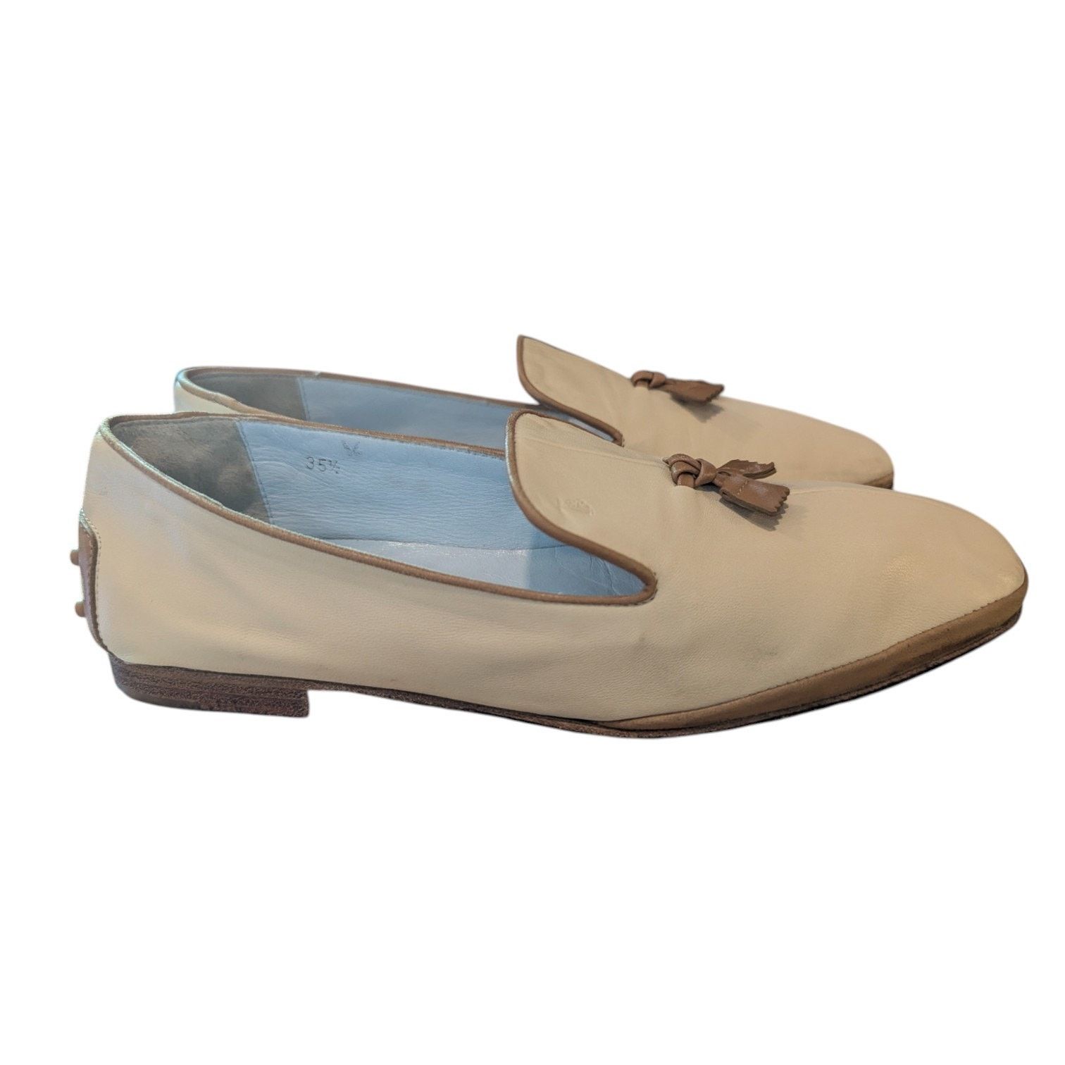 Tod's TOD'S Italian Cream Tan Tassled Leather Driving Loafers Size US 5.5 / IT 35.5 - 1 Thumbnail
